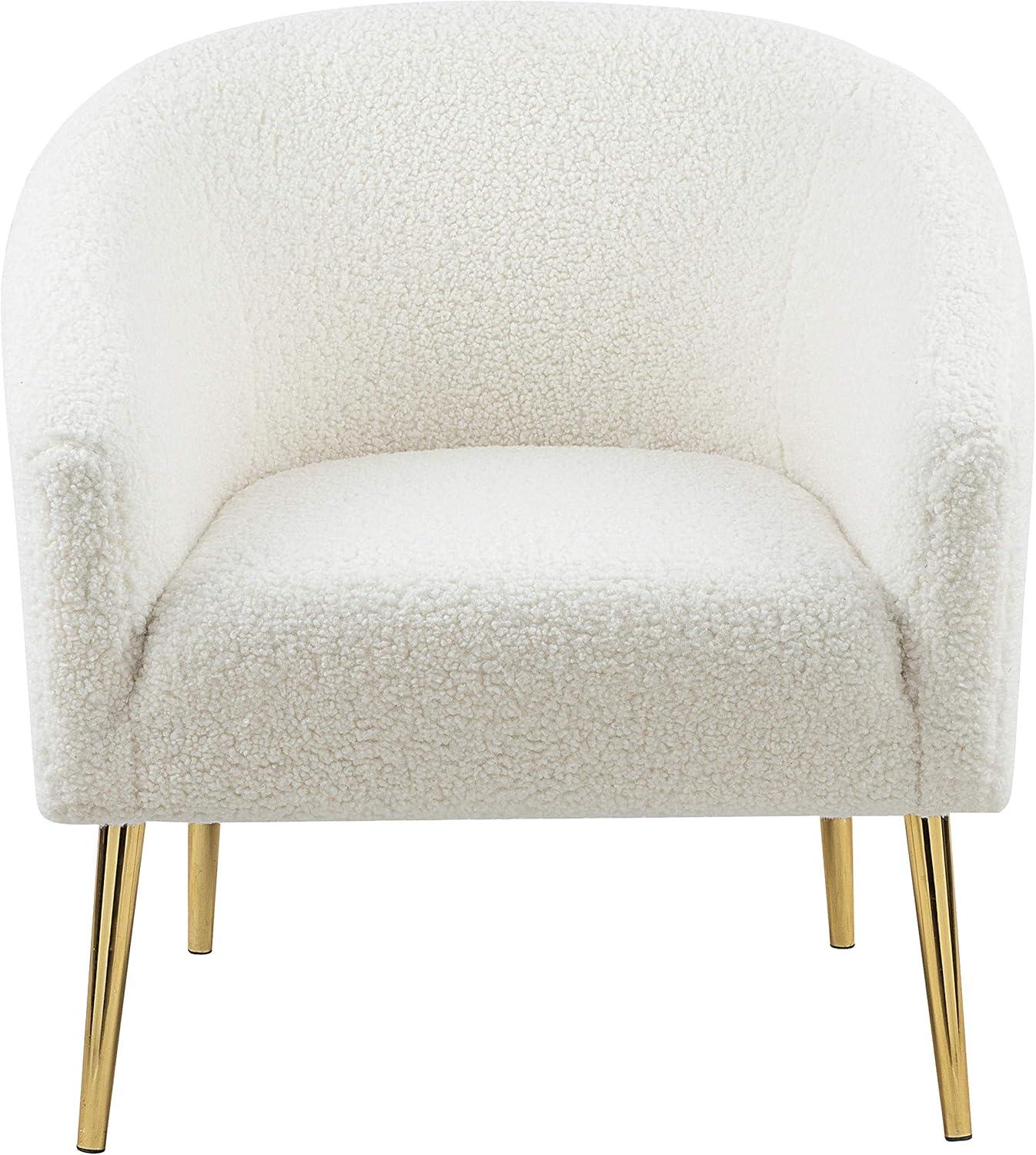 Meridian Furniture Barlow Faux Sheepskin Fur Accent Chair with Gold Legs