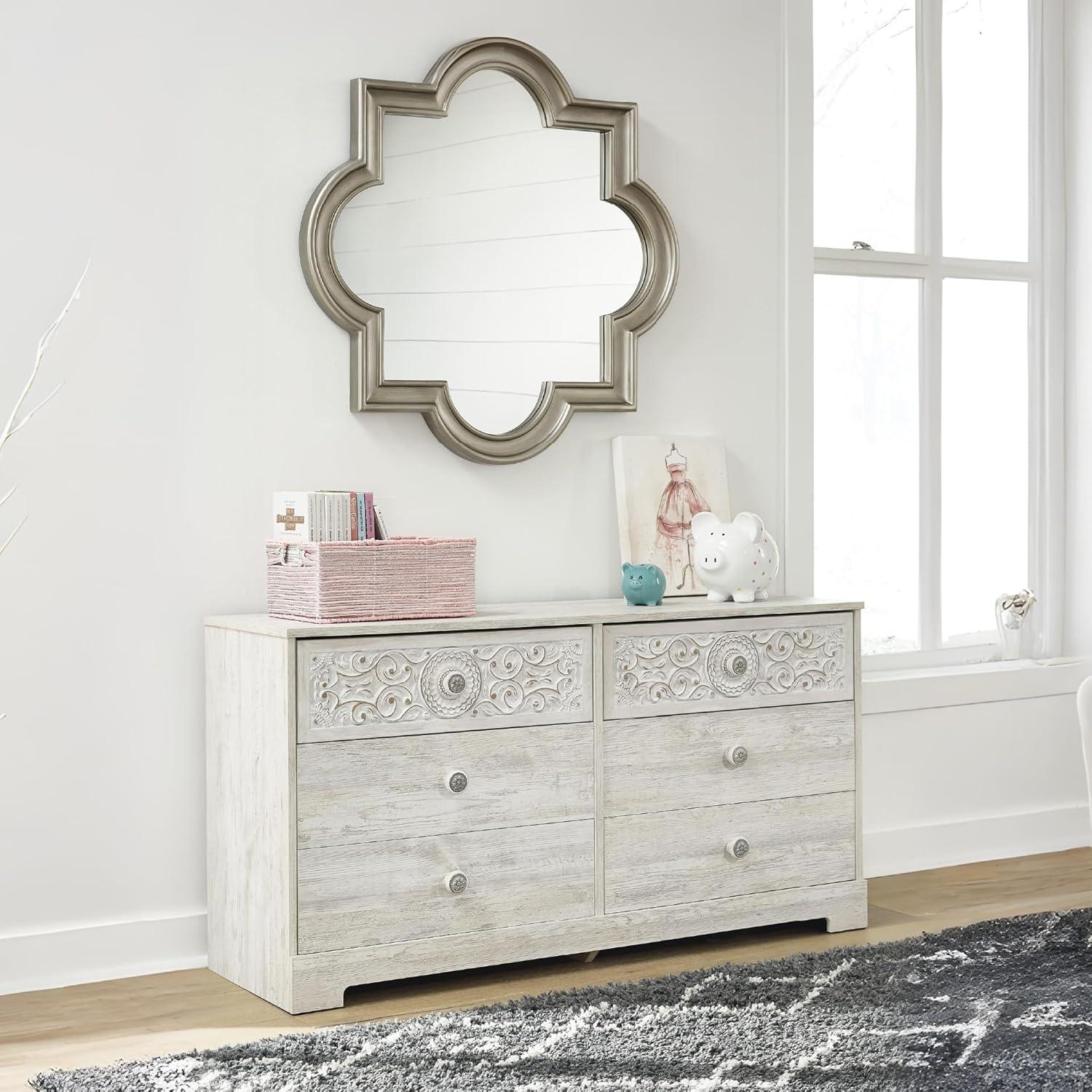 Signature Design by Ashley Casual Paxberry 6 Drawer Dresser, Whitewash