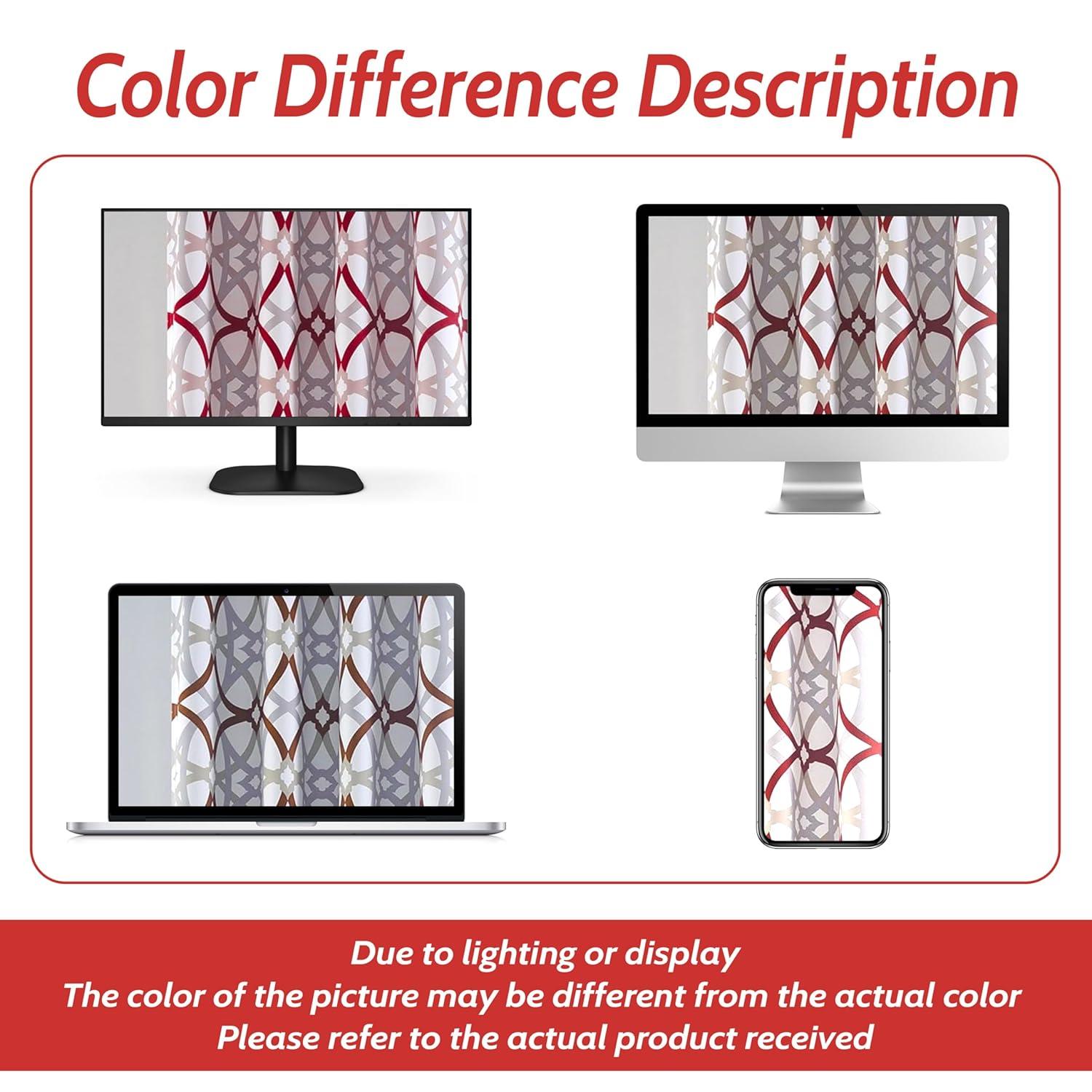 DriftAway Alexander Spiral Geo Trellis Pattern Window Curtain Valance Rod Pocket 52 Inch by 18 Inch Plus 2 Inch Header Red and Gray