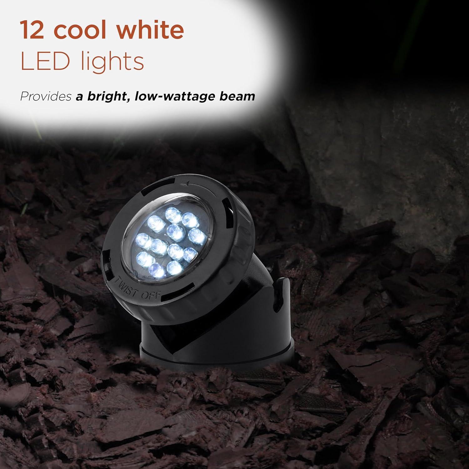LED Submersible Light with Photocell & Transformer - Alpine Corporation: Weather-Resistant, Electric Powered Landscape Ground Spotlight