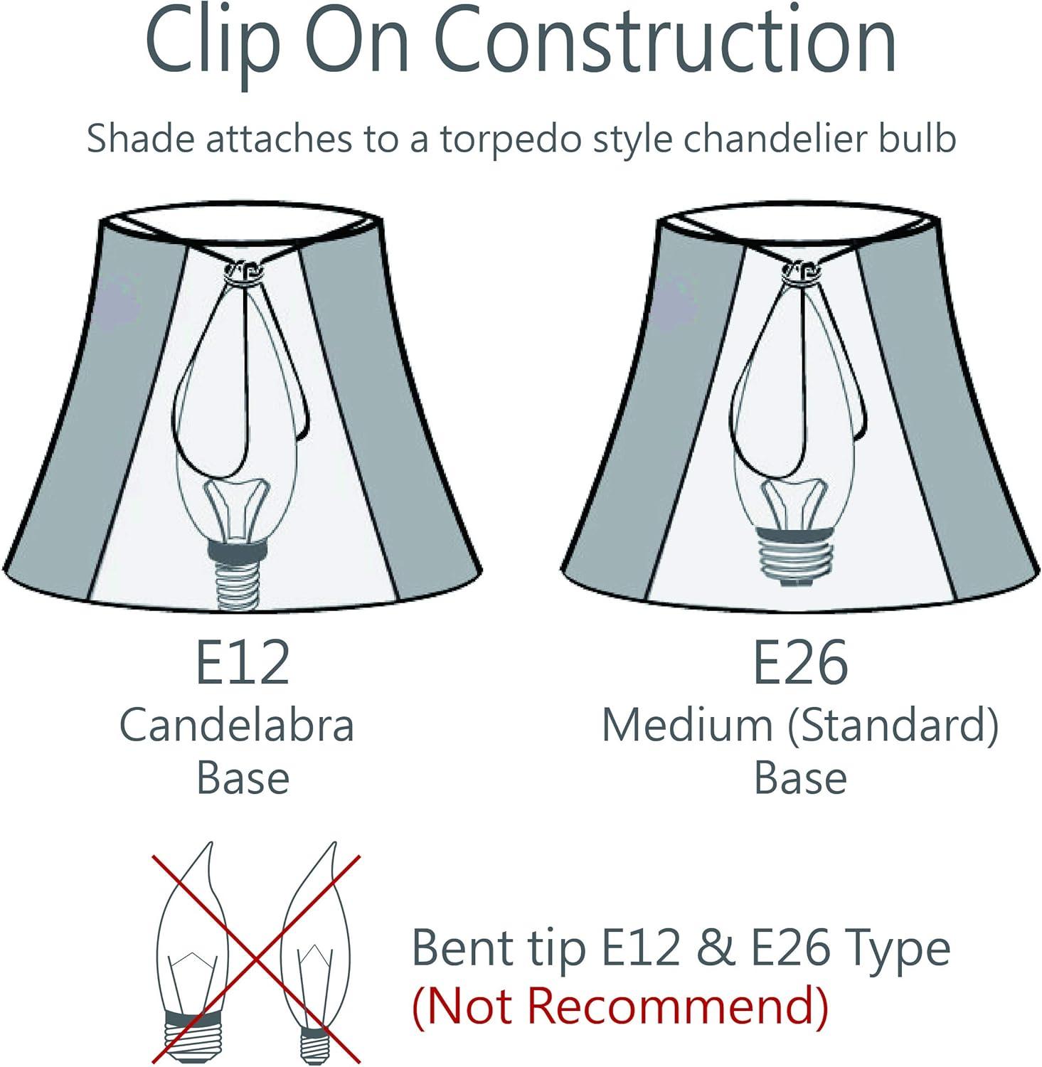 Aspen Creative 32080-5 Small Hardback Empire Shape Chandelier Clip-On Lamp Shade Set (5 Pack), Transitional Design in Off White, 4" bottom width (2.5" x 4" x 5")