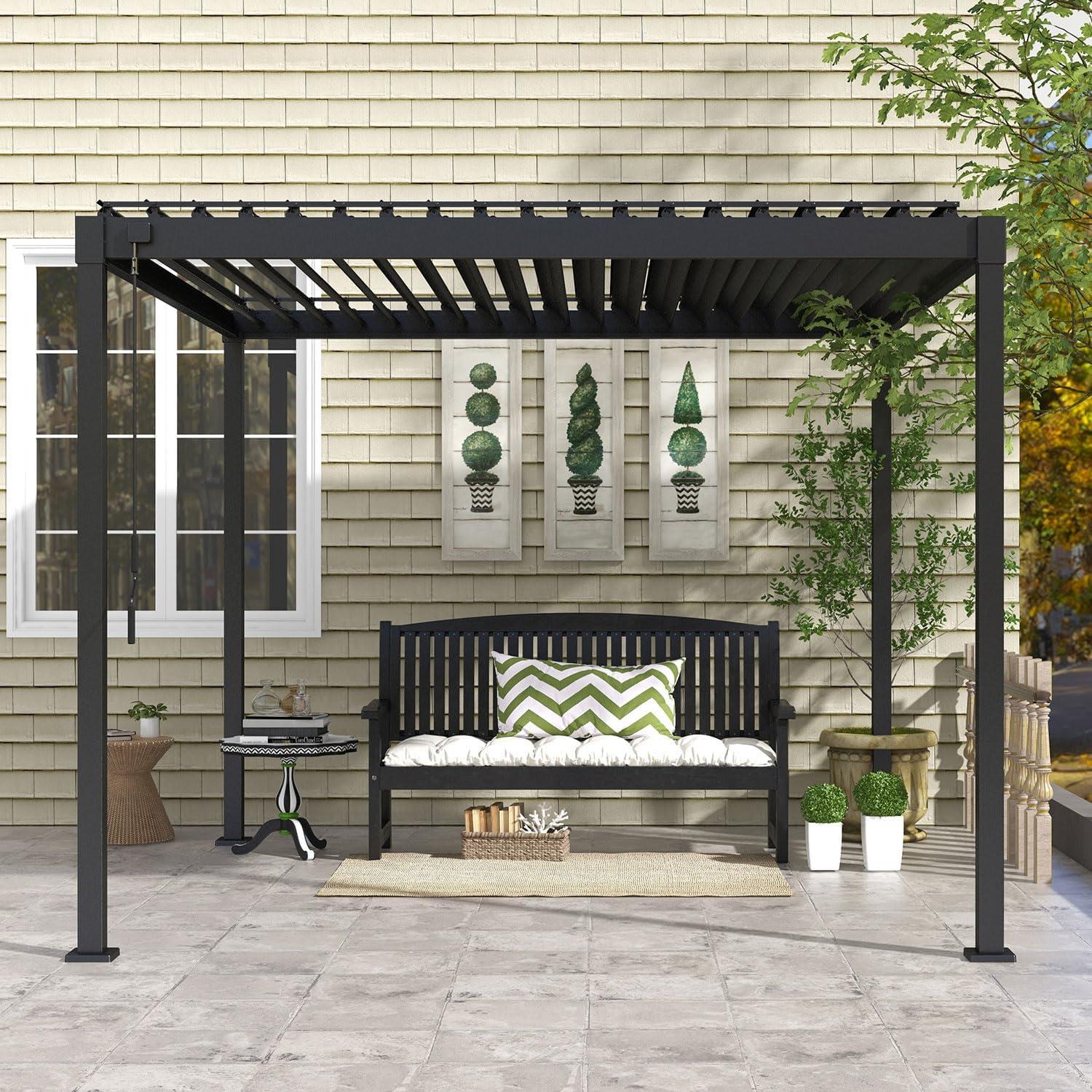 80/88S Metal Frame Pergola with Adjustable Louvered Roof