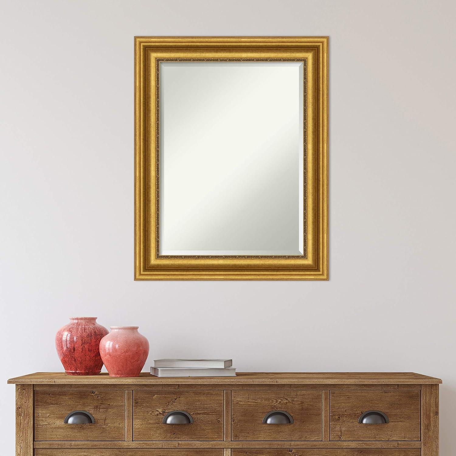 Parlor Gold Rectangular Beveled Bathroom Vanity Mirror