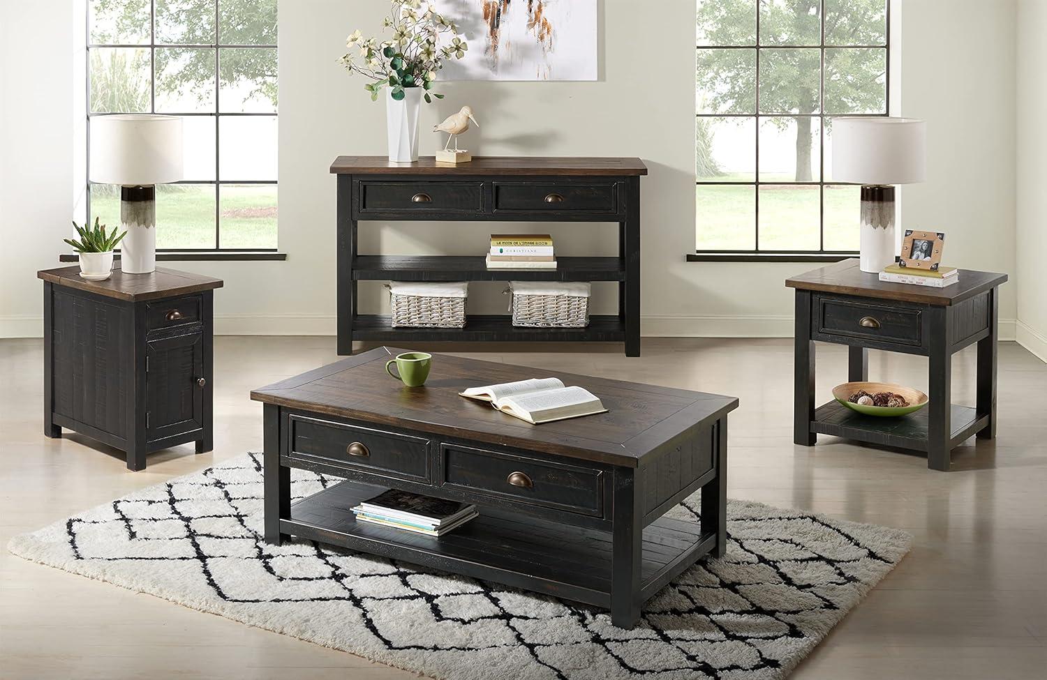 Martin Svensson Home Monterey Chairside Table with Power, Cream White and Brown