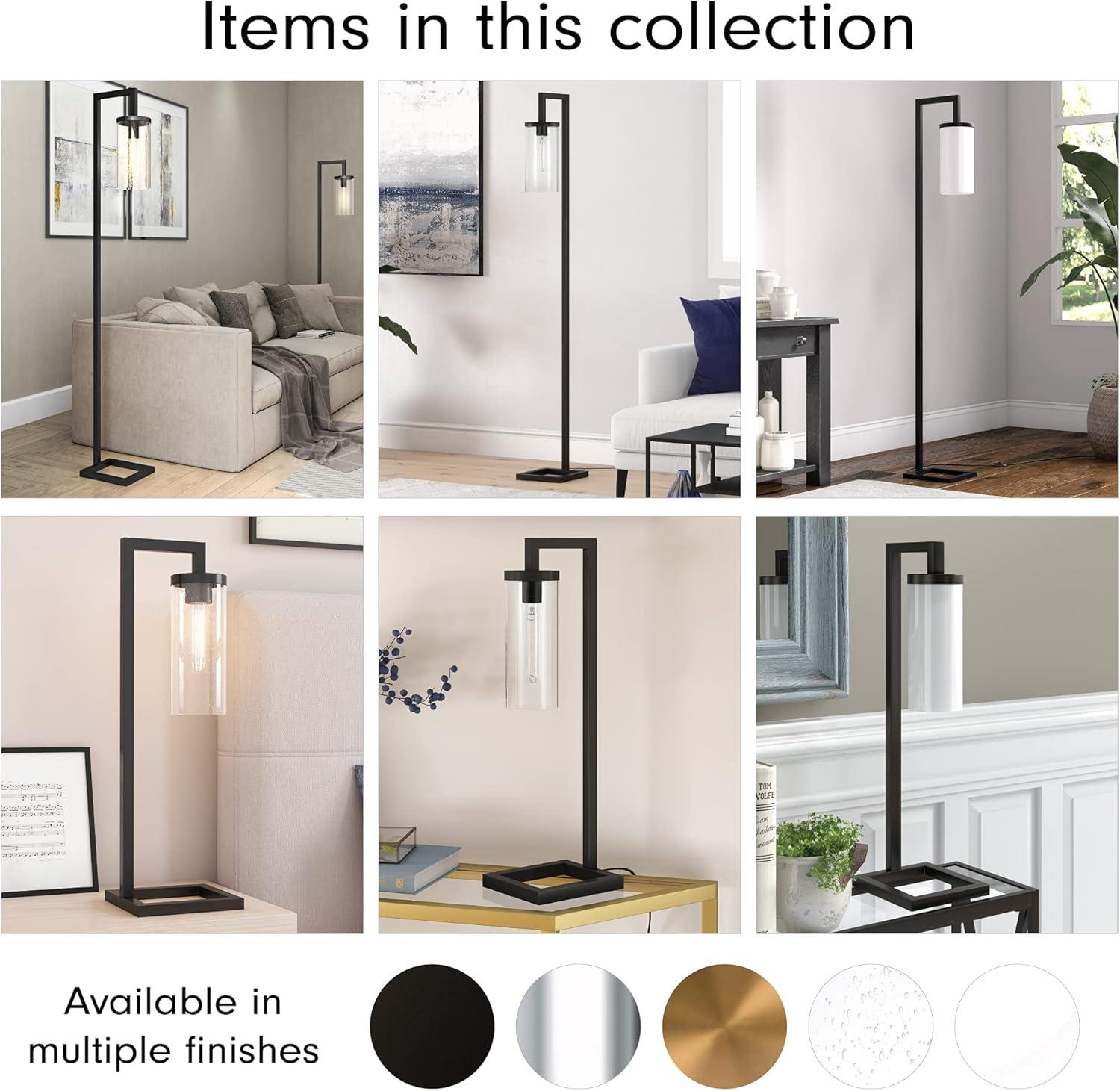 Evelyn&Zoe Malva 67.75" Tall Floor Lamp with Glass shade in Blackened Bronze/White