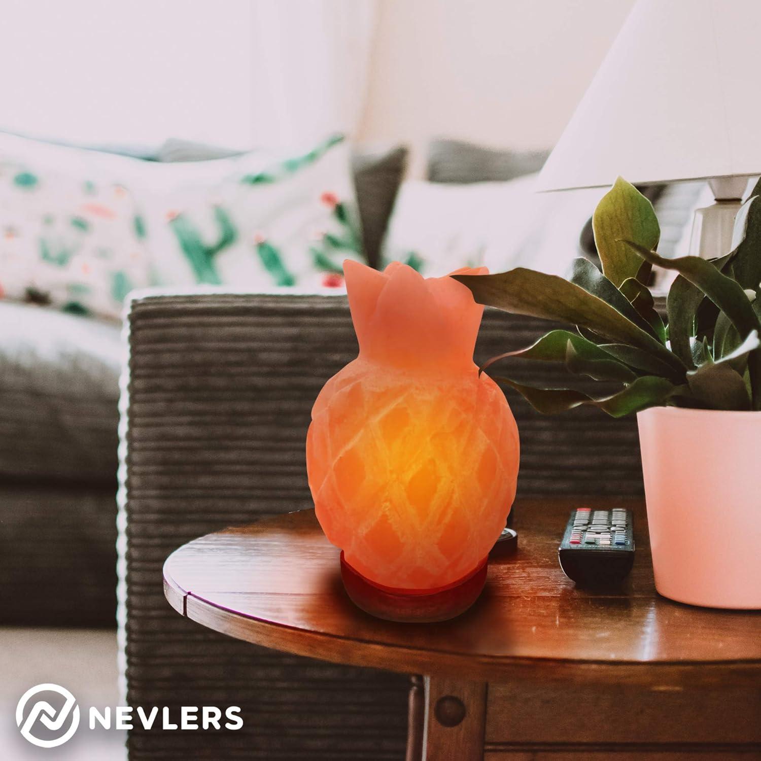 Nevlers Natural Himalayan Salt Lamp - Pineapple Shaped - Dimmer Cord - Pink - Traditional