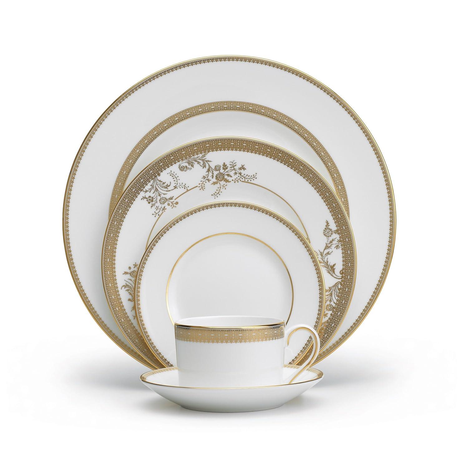 Vera Wang Lace Gold 5 Piece Bone China Place Setting, Service for 1