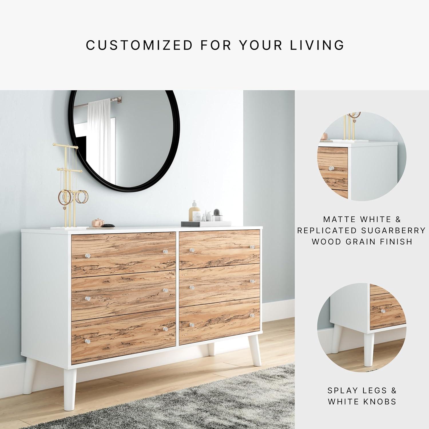 Signature Design by Ashley Contemporary Piperton 6 Drawer Dresser, Two-tone Brown/White