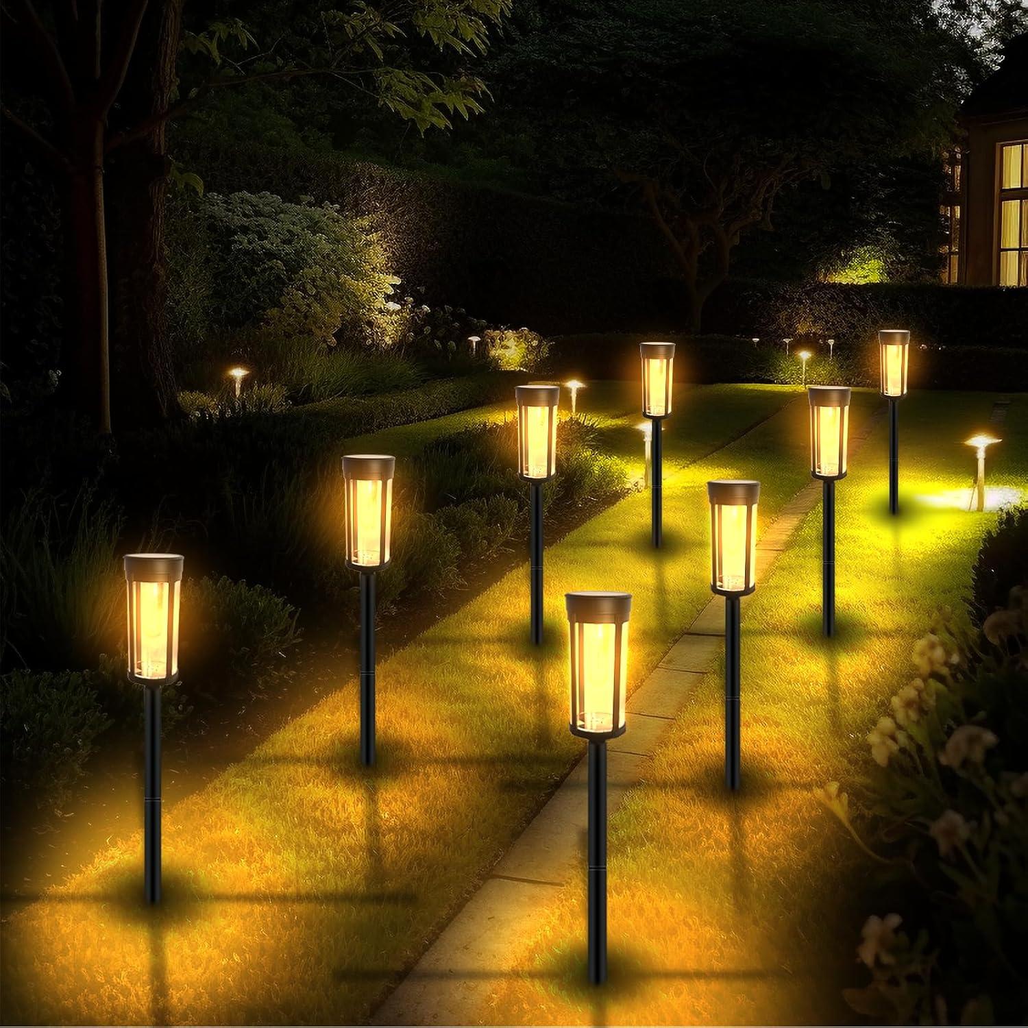 Warm White LED Solar Pathway Lights Multipack