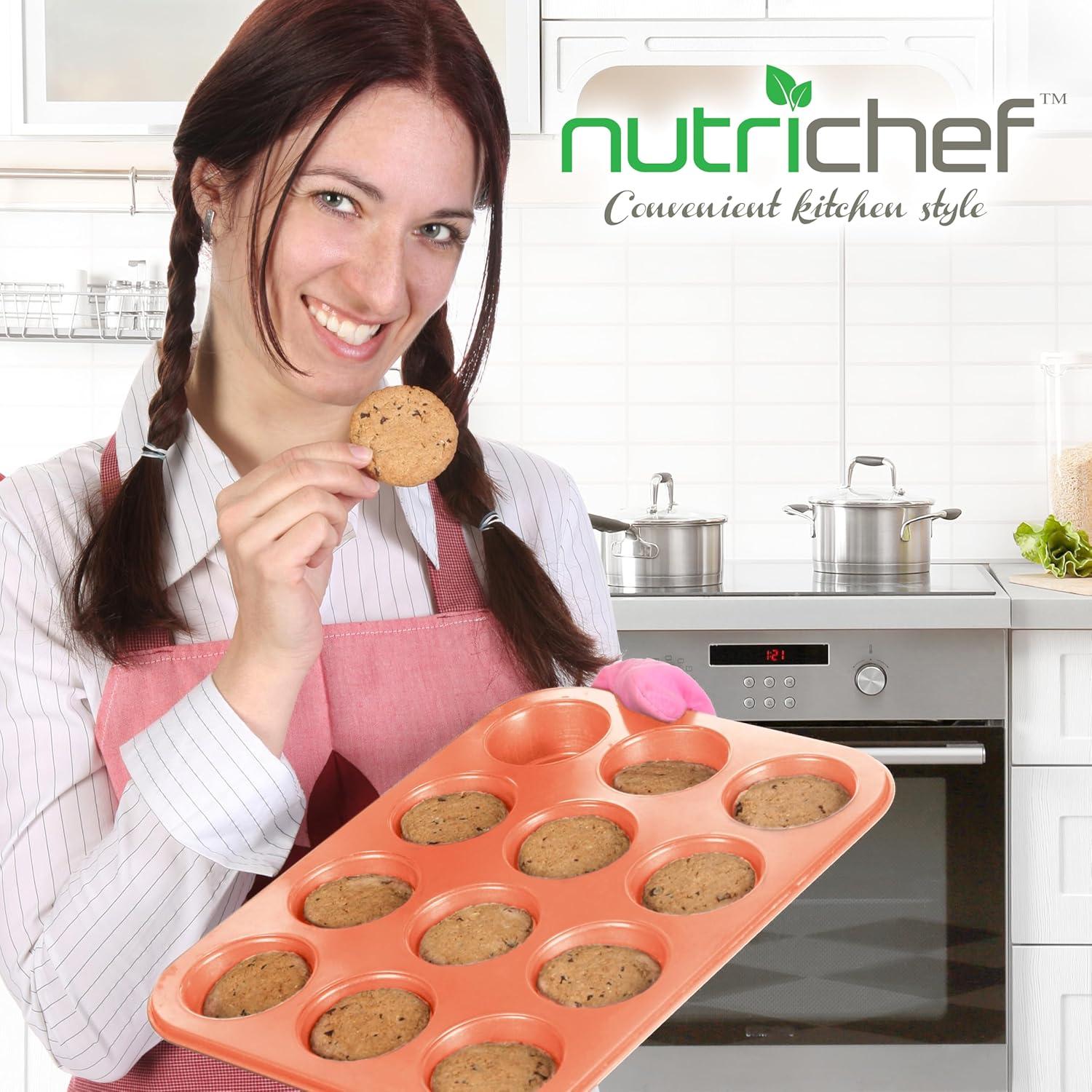 NutriChef 10-Piece Kitchen Oven Baking Pans, Copper