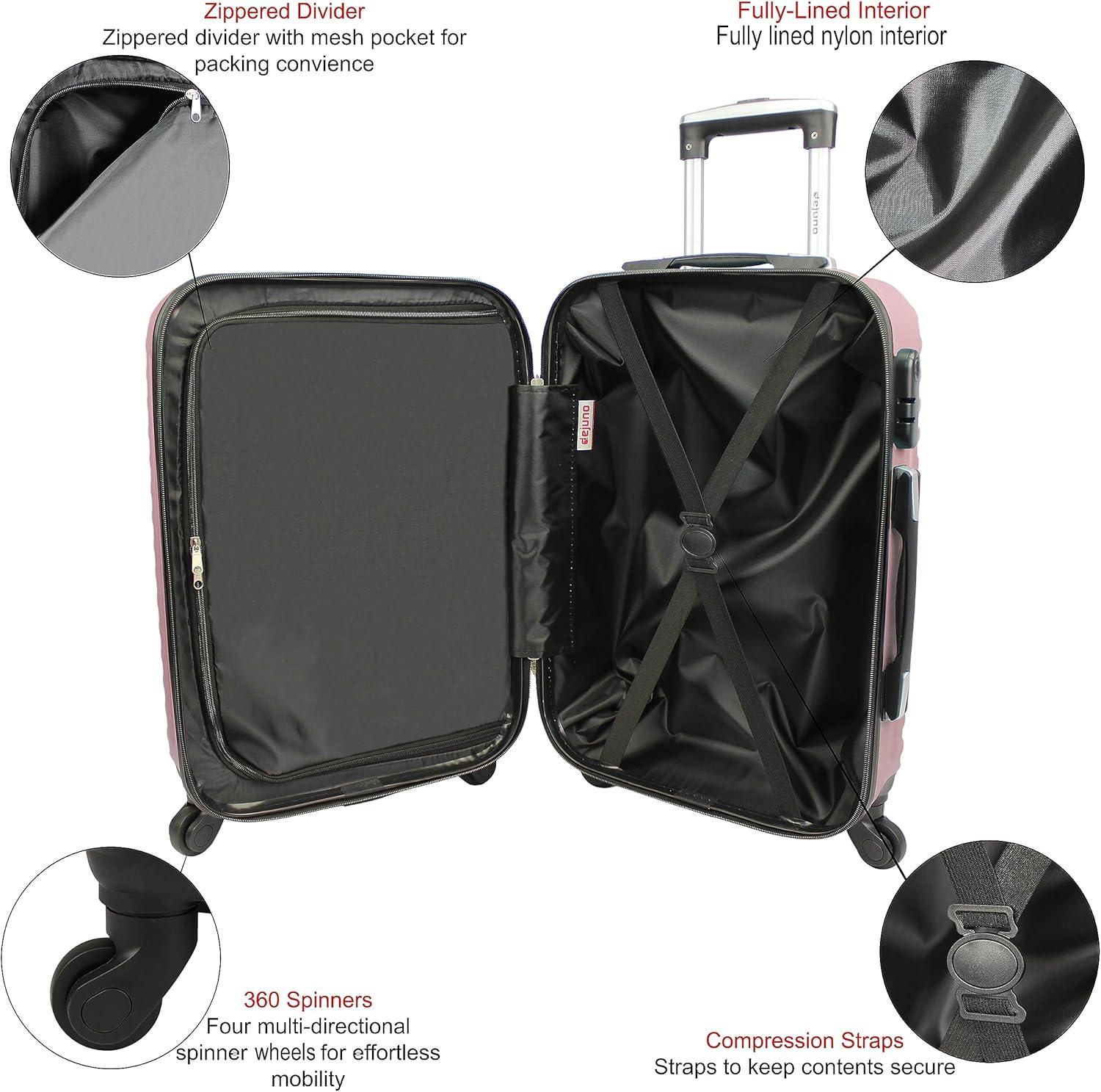 Dejuno Craft Hardside 3-Piece Spinner Luggage Set - Blush
