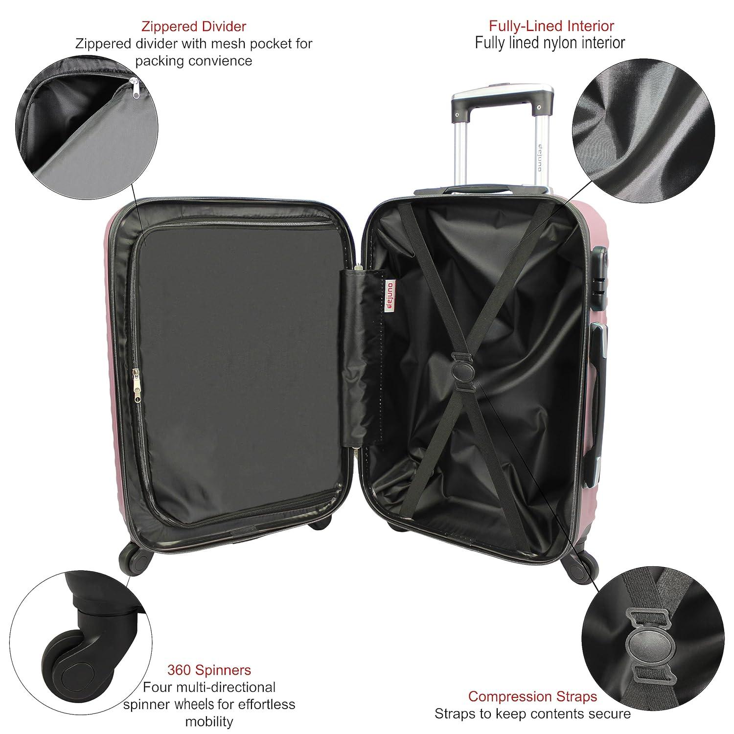 Dejuno Craft Hardside 3-Piece Spinner Luggage Set - Blush