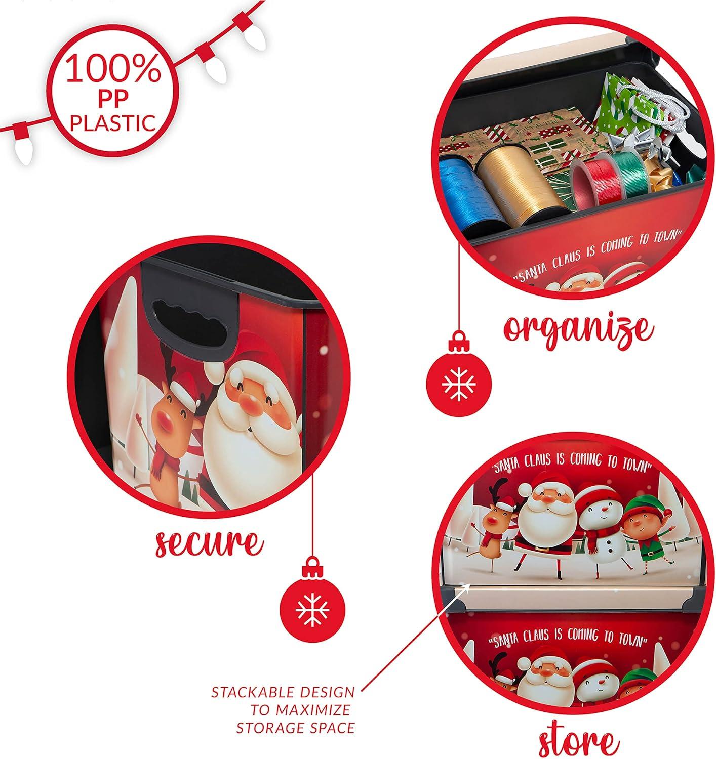 Simplify Santa Clause is Coming to Town Design Plastic Storage Tote