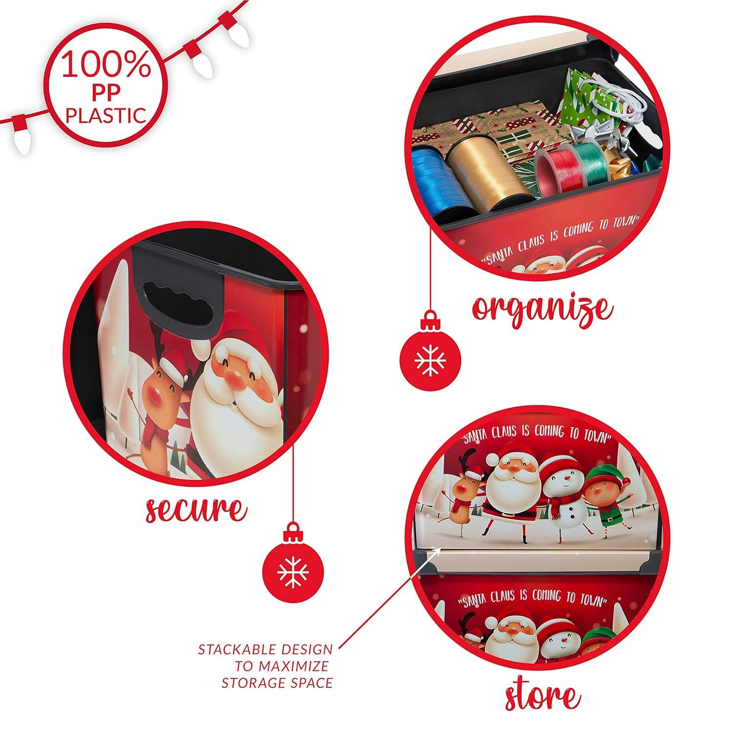 Simplify Santa Clause is Coming to Town Design Plastic Storage Tote