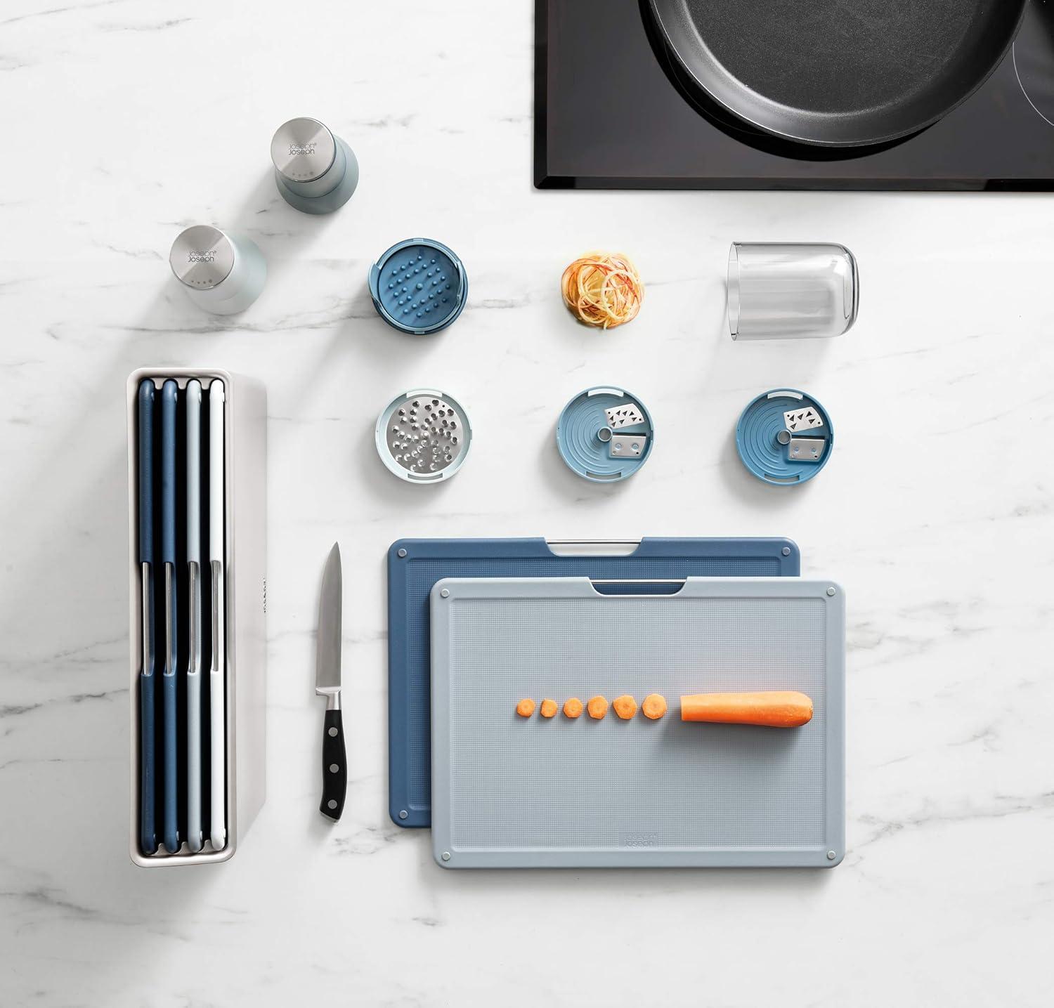 Sky Blue and Dark Blue Non-Spill Salt and Pepper Mill Set