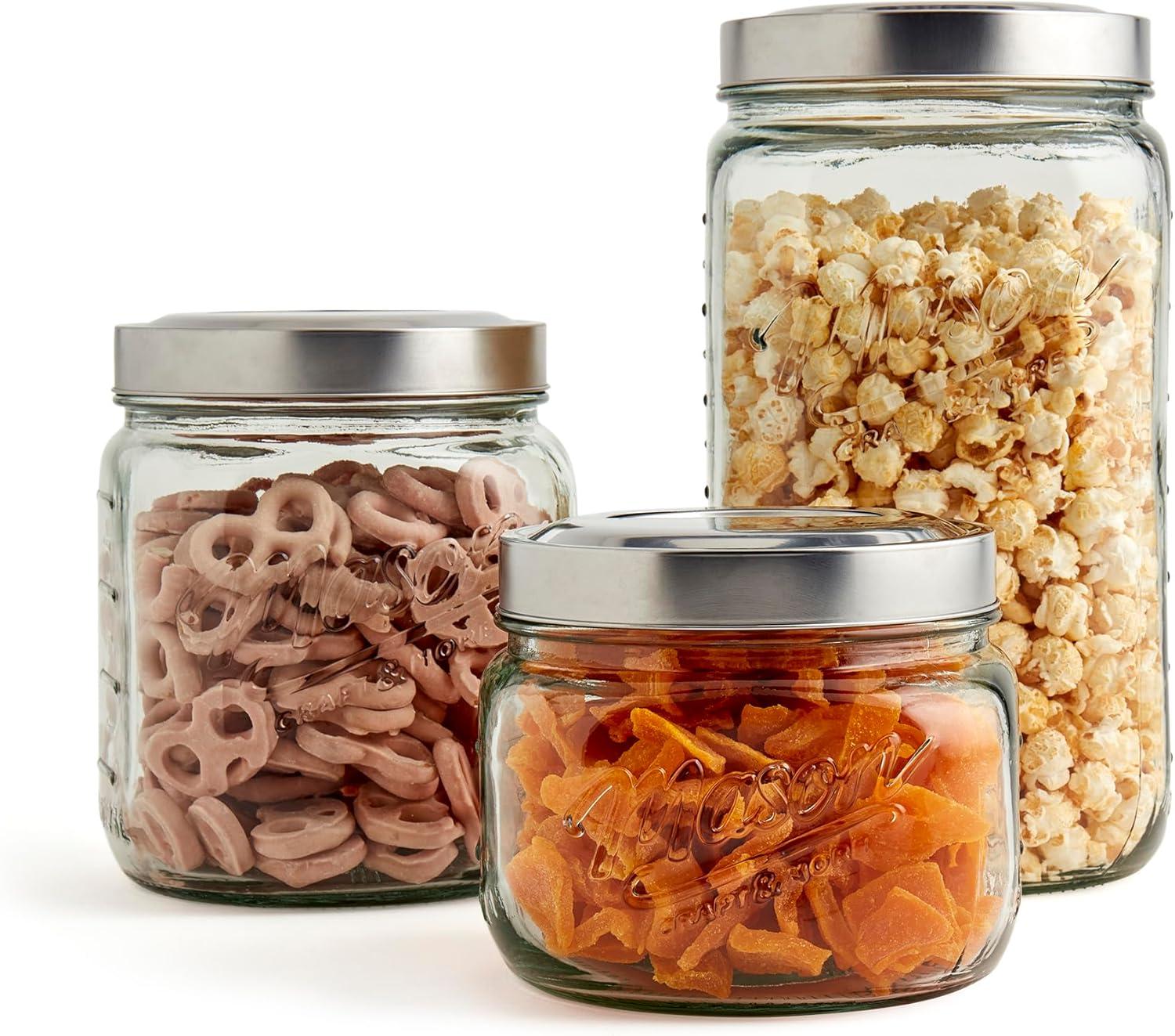Mason Craft & More Vintage Storage Jars Glass Canister - Set of 3