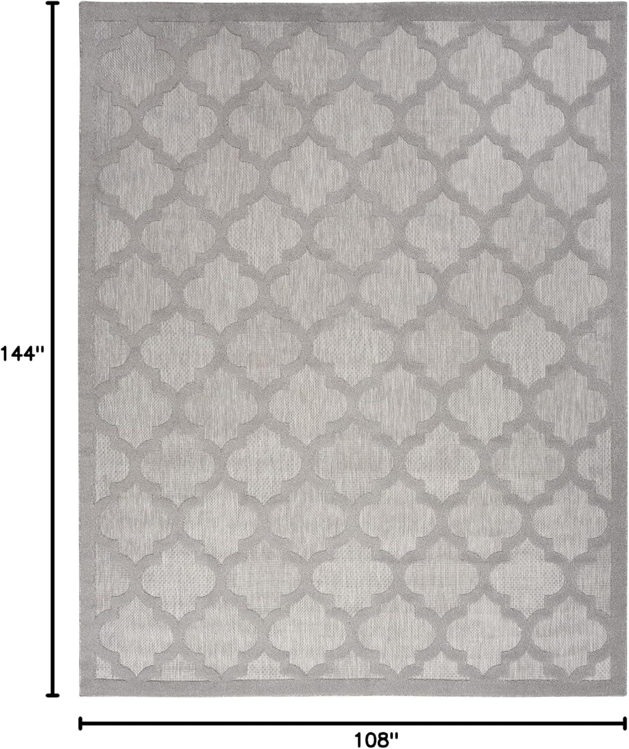 Silver Grey Trellis Square Indoor/Outdoor Easy Care Rug