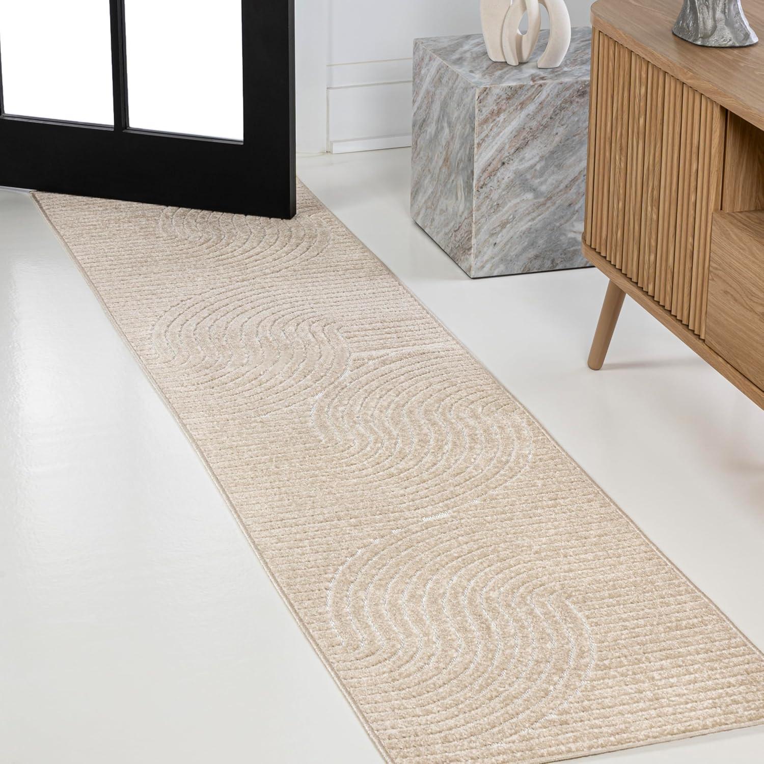 JONATHAN Y Skagen High-Low Minimalist Curve Geometric Indoor/Outdoor Area Rug