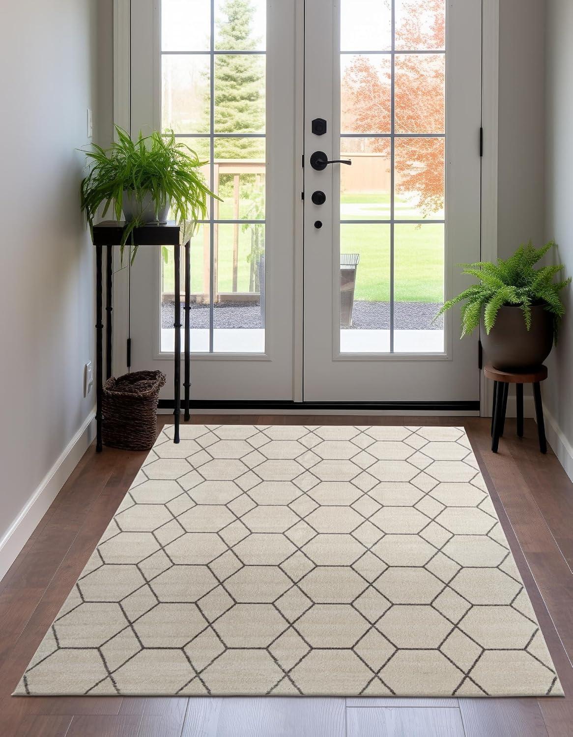 Unique Loom 5' 0 x 8' 0 Trellis Frieze Geometric Ivory Area Rug