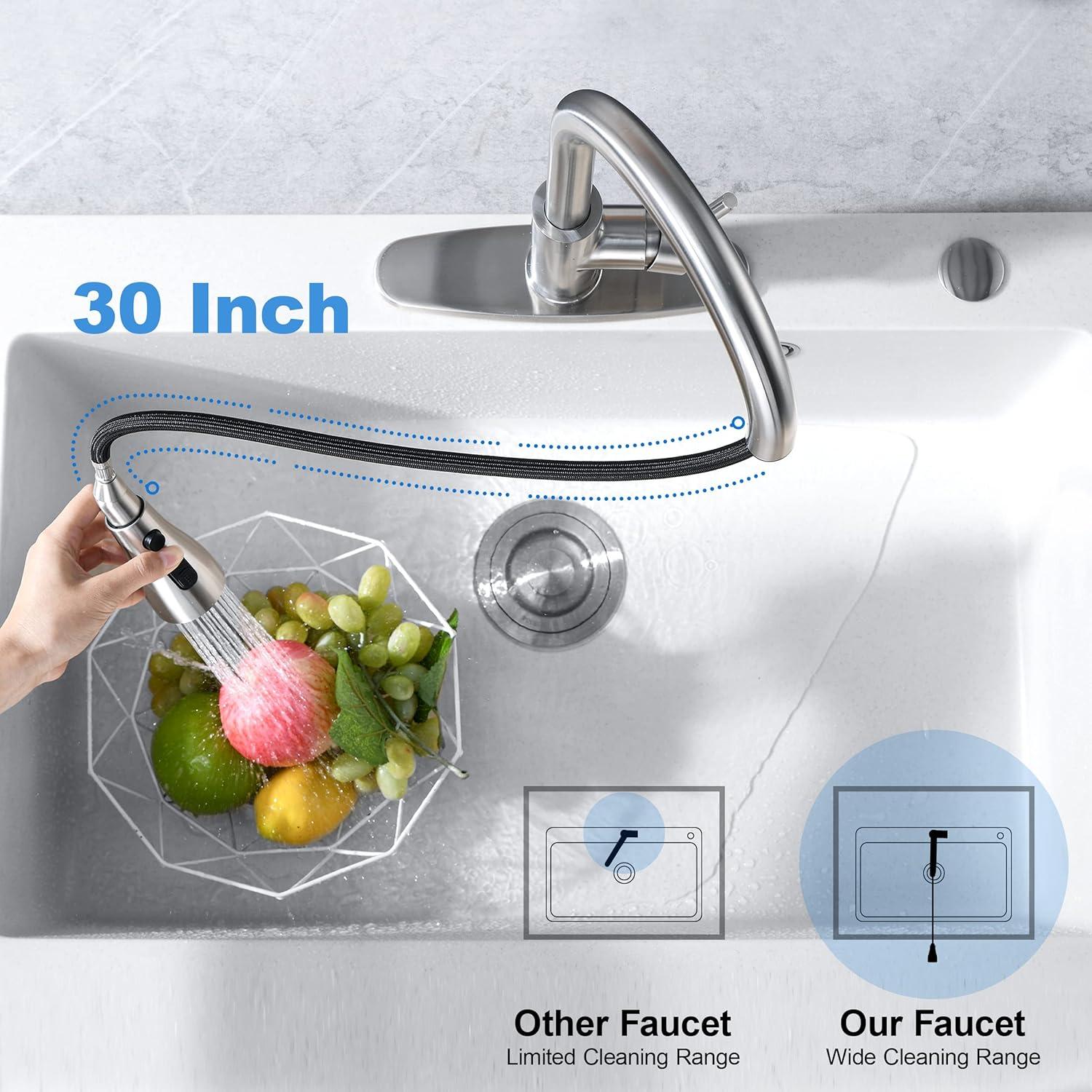GAGALIFE Single Handle Pull Down Sprayer Kitchen Faucet High Arc Stainless Steel Faucet with 3-Function Sprayer JJL-CL-PT-SDP-C