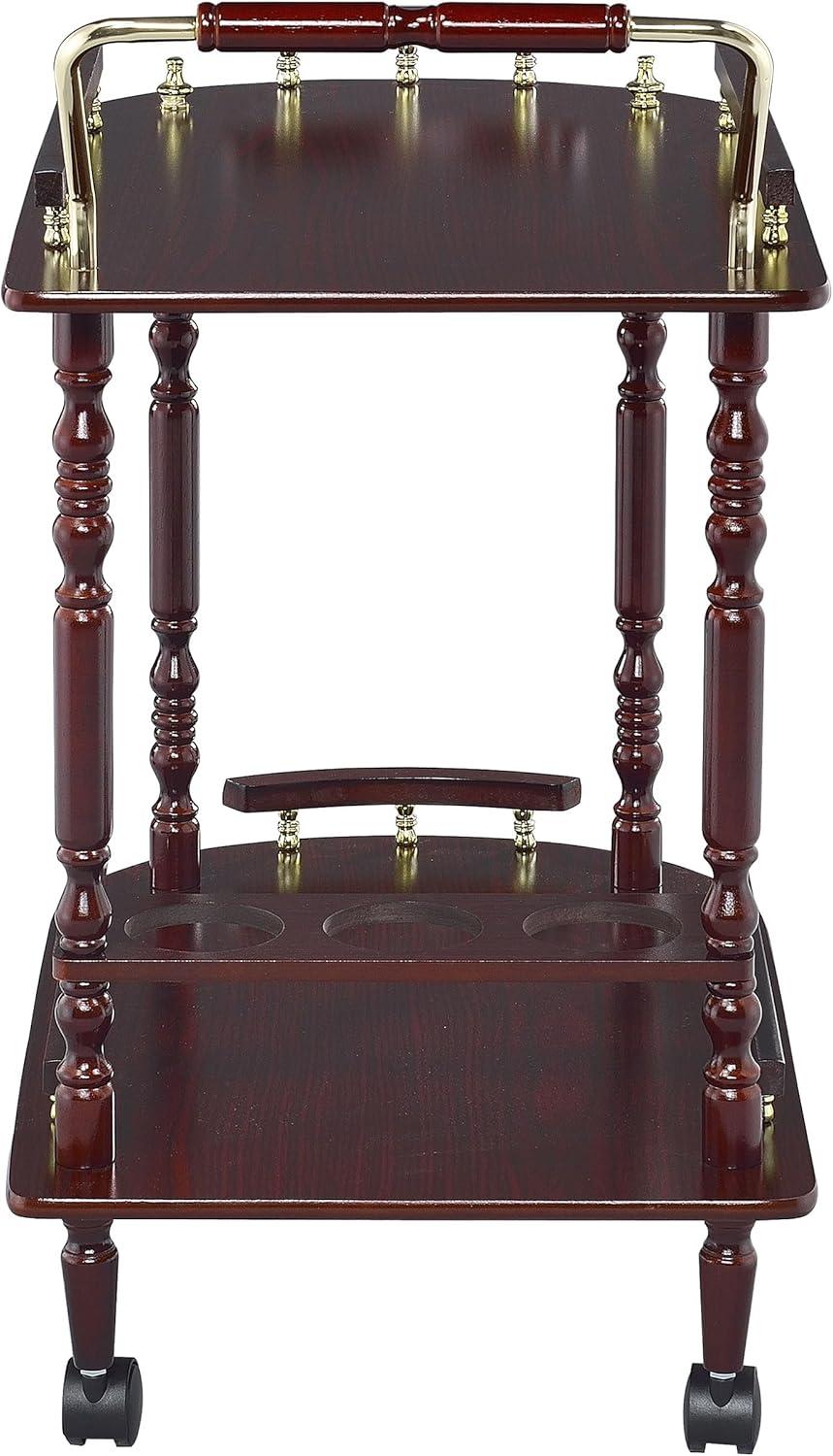 Coaster Palmer Traditional 2 Tier Wood Serving Cart Merlot/Brass