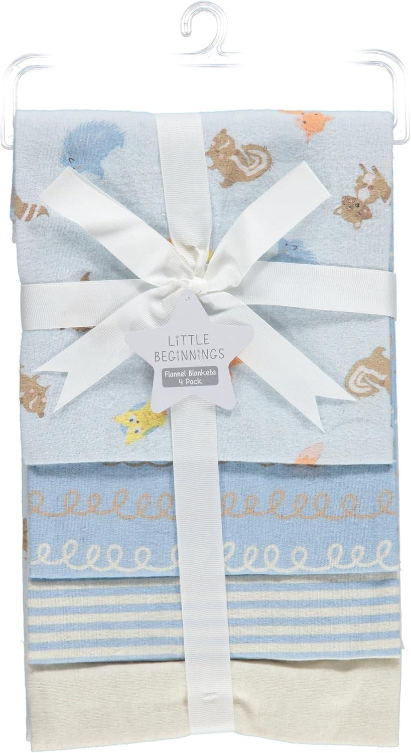 Little Beginnings Cudlie 4-Pack Receiving Blankets for Infants - Friendly Animal