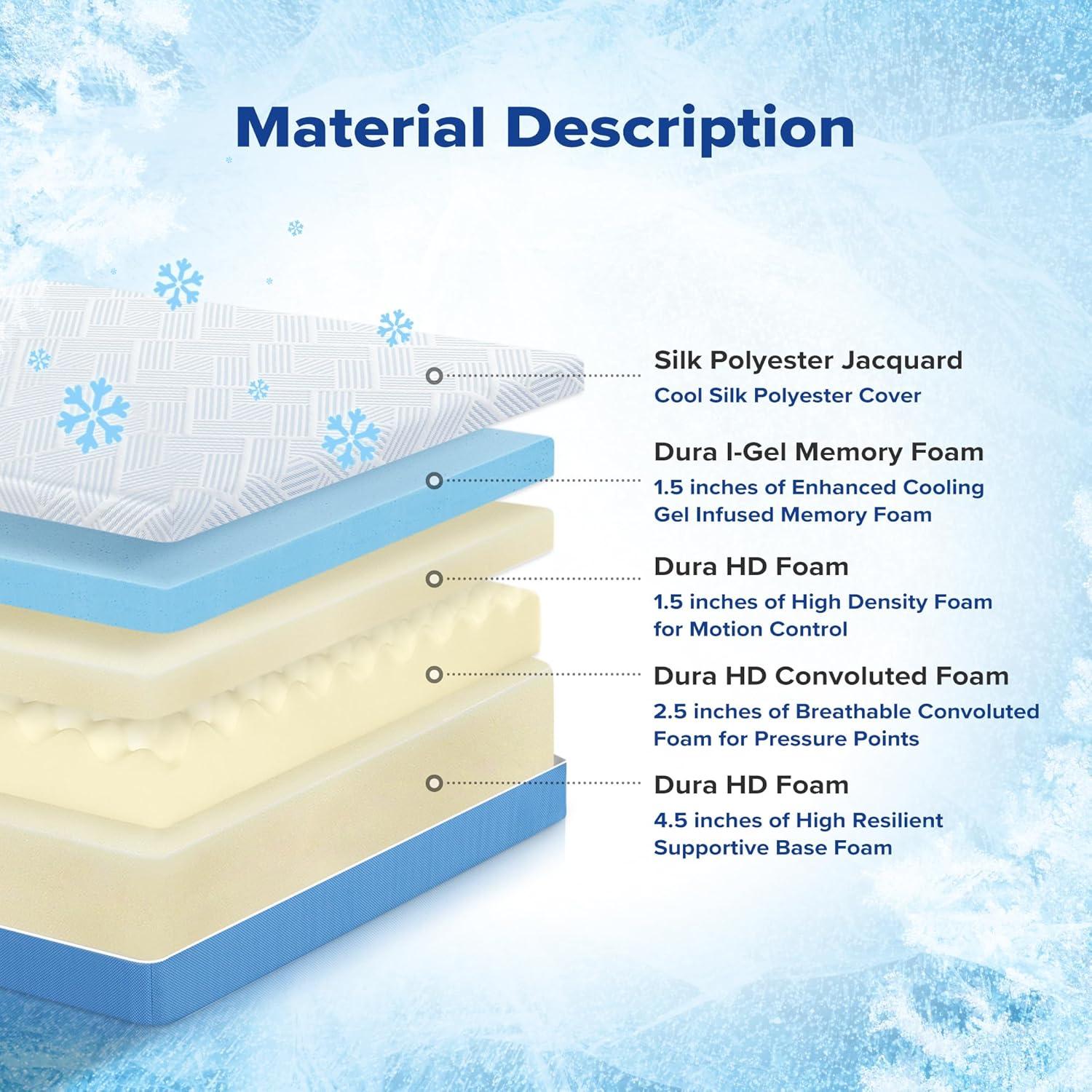 Olee Sleep Twin Mattress, 10 Inch Premium Cool Silk Gel Memory Foam Mattress, Cooling Gel Infused for Cool Comfort and Pressure Relief, CertiPUR-US Certified, Bed-in-a-Box, Medium Firm, Twin Size