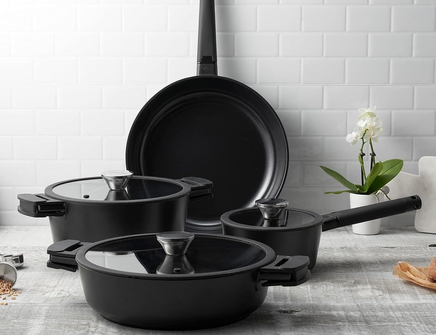 Zavor Noir 7pc Cookware Set, Premium Cast Aluminum, Ceramic Ti Based Nonstick