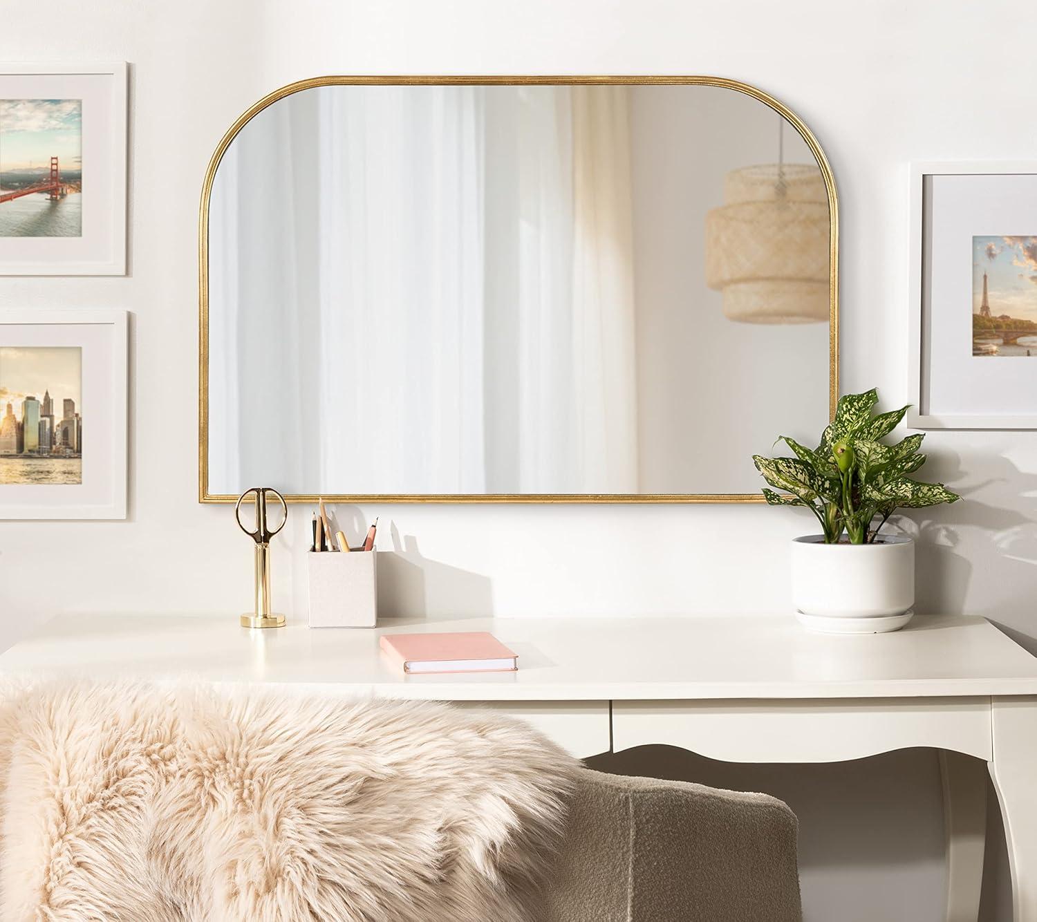 36" x 24" Caskill Framed Arch Wall Mirror Gold - Kate & Laurel All Things Decor