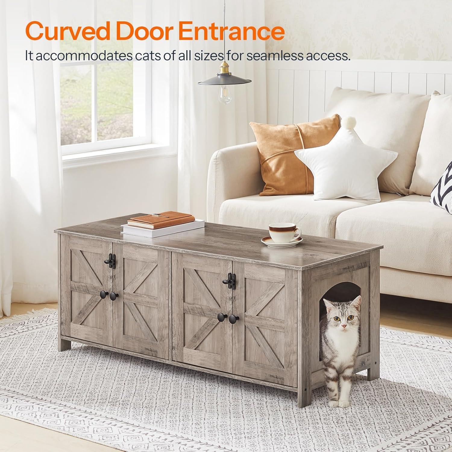 Cat Litter Box Fence For 2 Cats, Hidden Litter Box Furniture