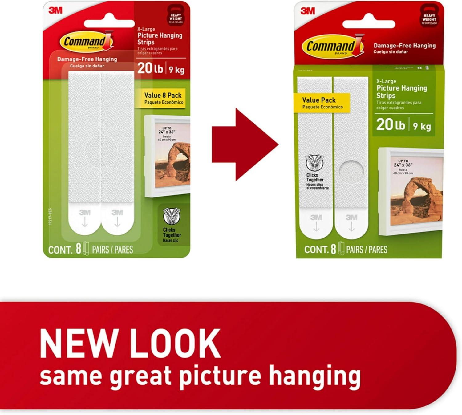 Command 20 Lb XL Heavyweight Picture Hangers, Damage-Free Hanging, 8 Pairs