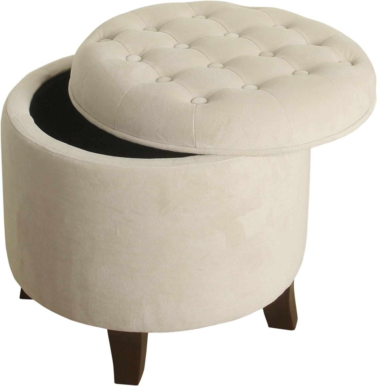 Large Round Button Tufted Storage Ottoman - HomePop