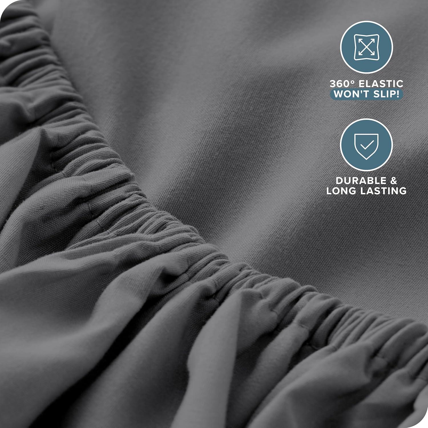 Twin Grey 22 Inch Extra Deep Pocket Sheet Set, Double Brushed Microfiber Sheets by Bare Home