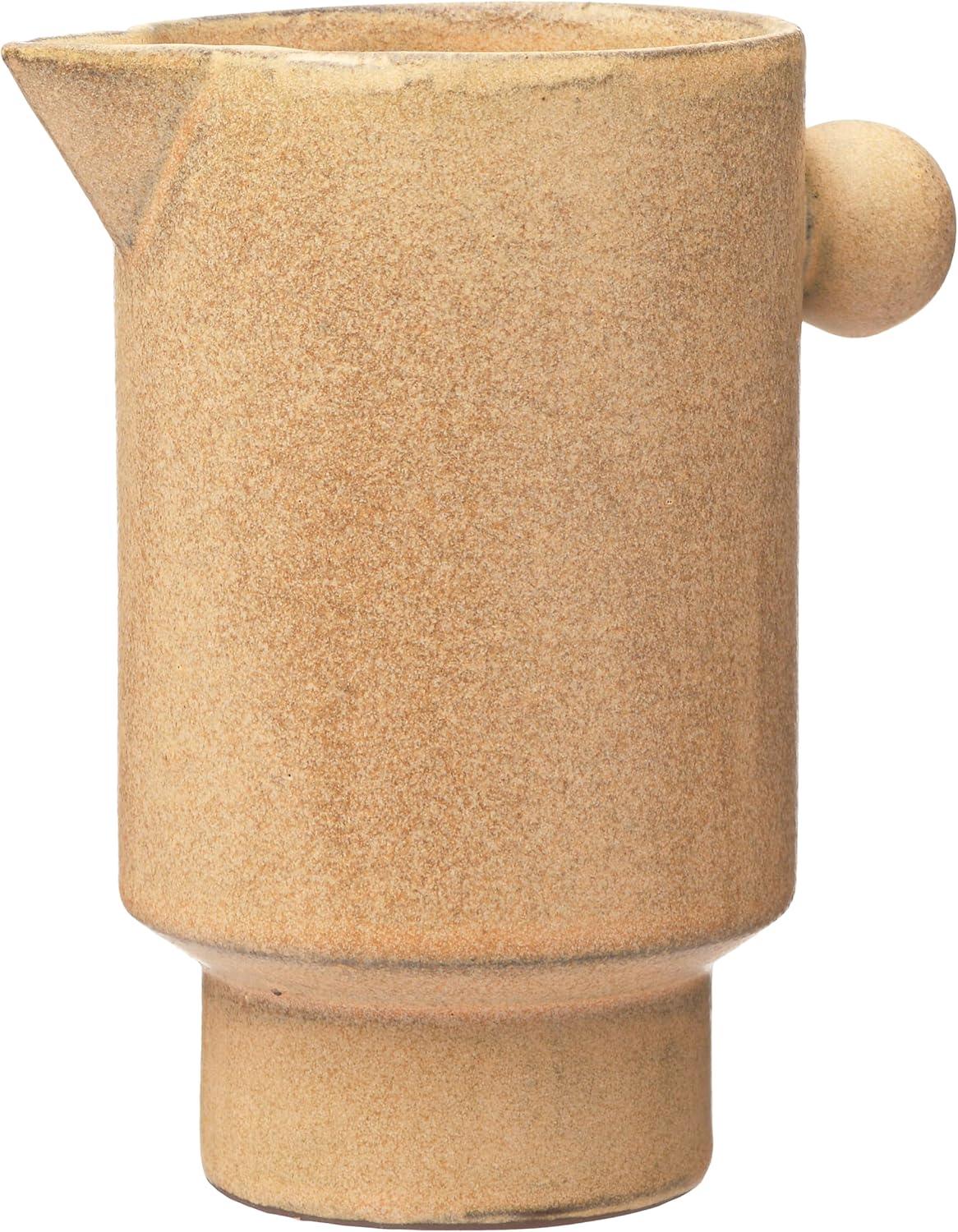 Creative Co-Op Modern Small Stoneware Pitcher or Vase, Putty Brown