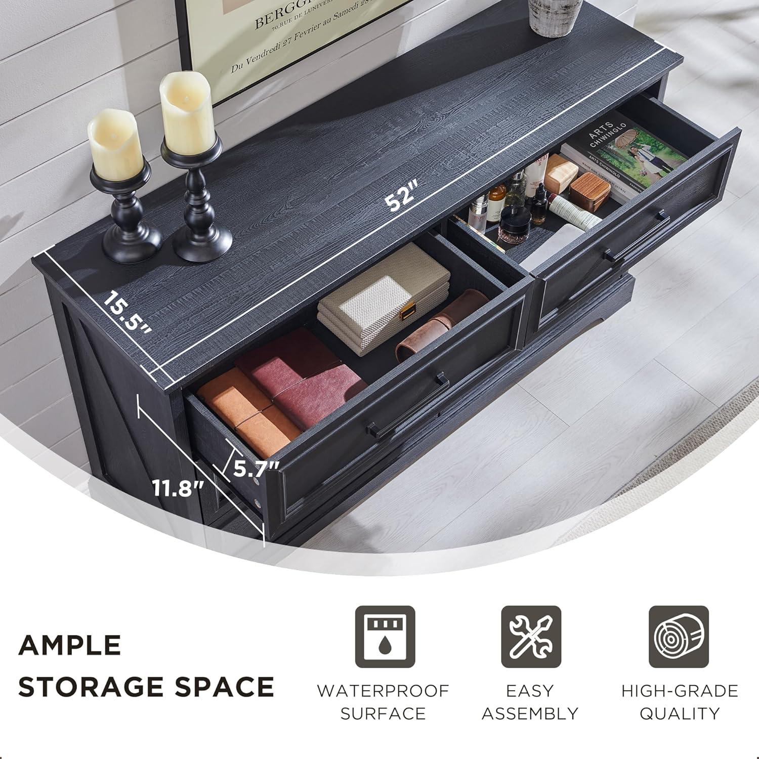 Lark Manor™ Ursula 52"W Farmhouse 6 Wide Drawer Dresser, Bedroom Chest of Drawers With  Anti-Tip Design