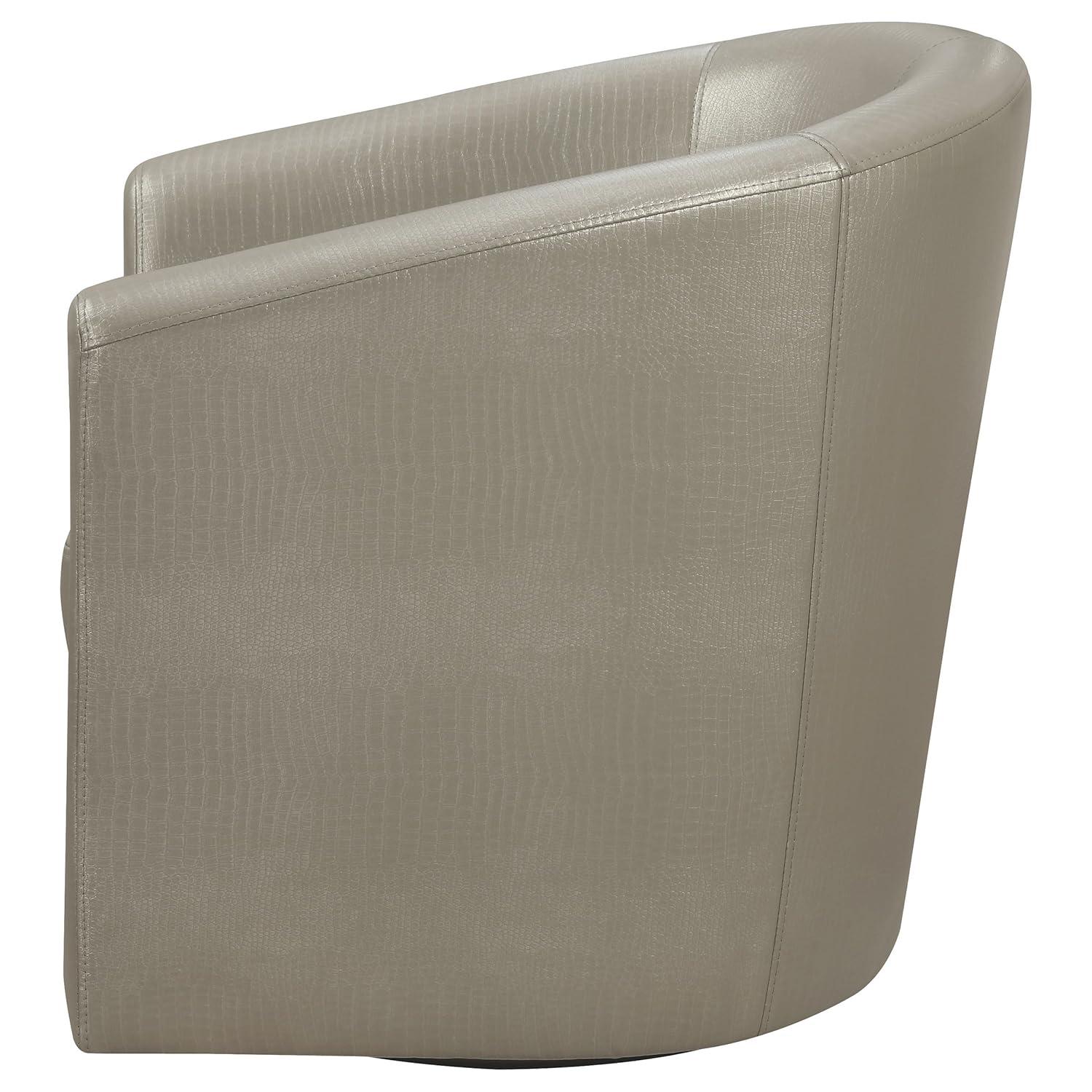 Coaster Contemporary Faux Leather Swivel Accent Chair in Gray
