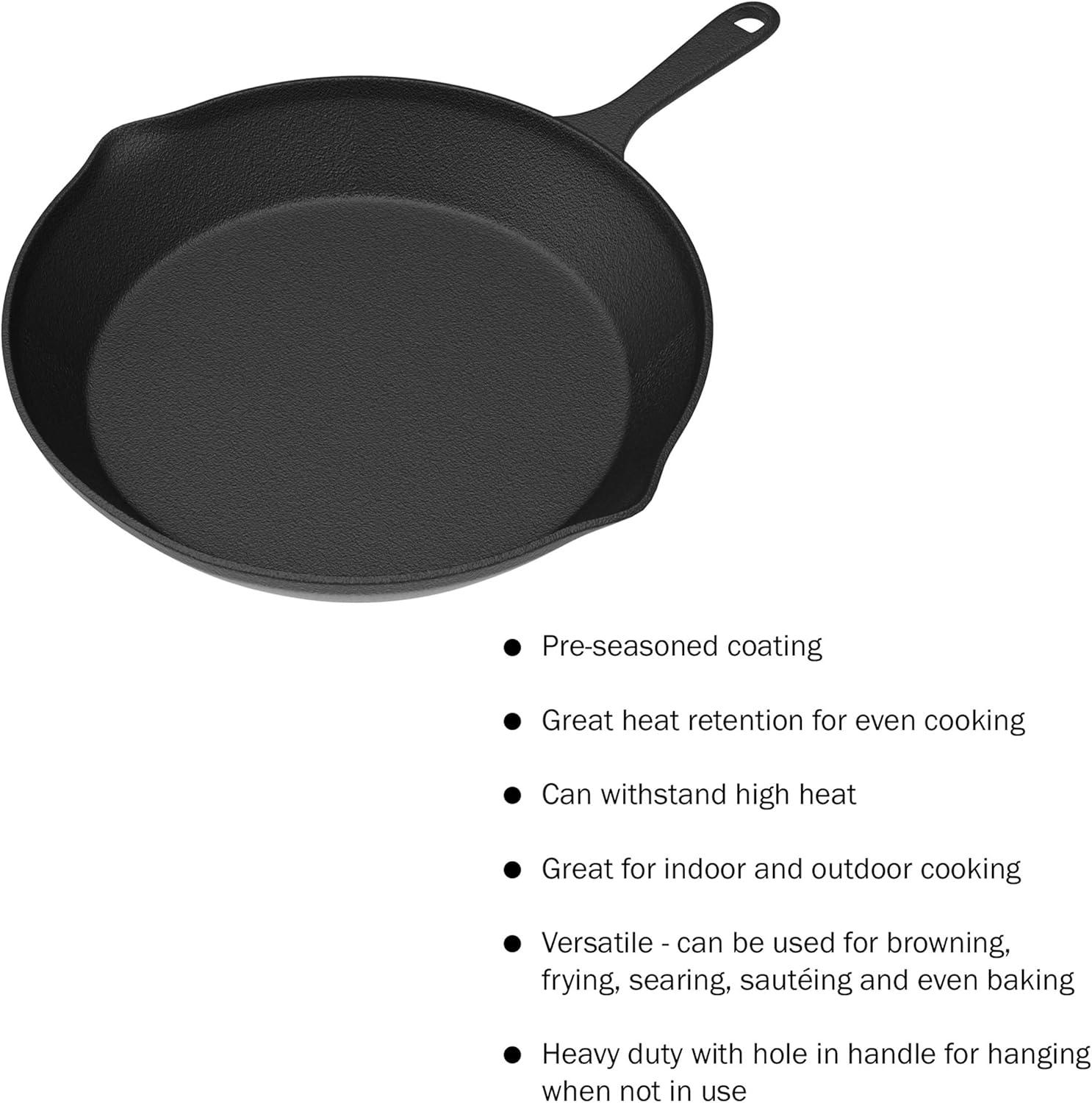 Hastings Home Nonstick Cast Iron Frying Pan Set - 3 Skillets