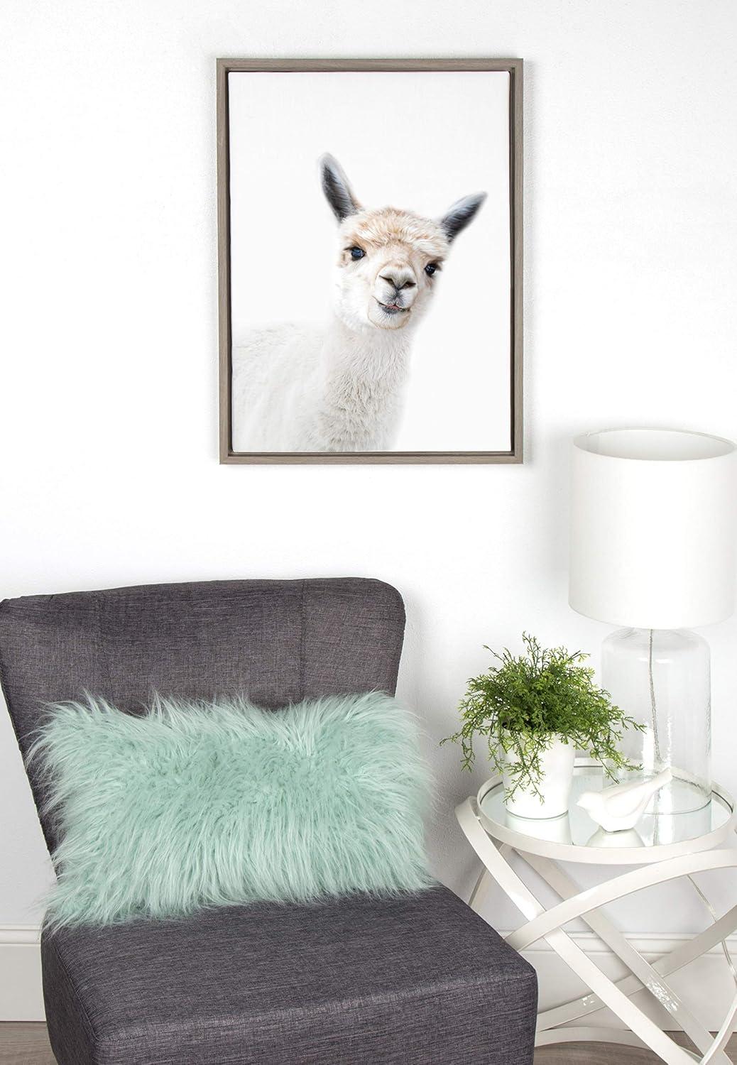 18" x 24" Sylvie Animal Studio Alpaca Framed Canvas by Amy Peterson - Kate & Laurel All Things Decor