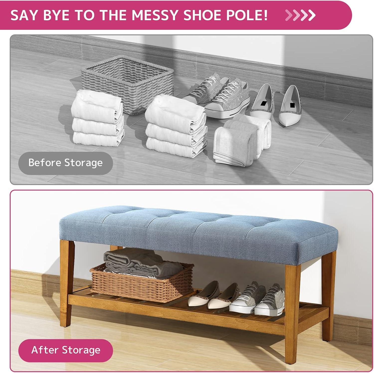 Wooden Bench Blue and Oak - Saltoro Sherpi
