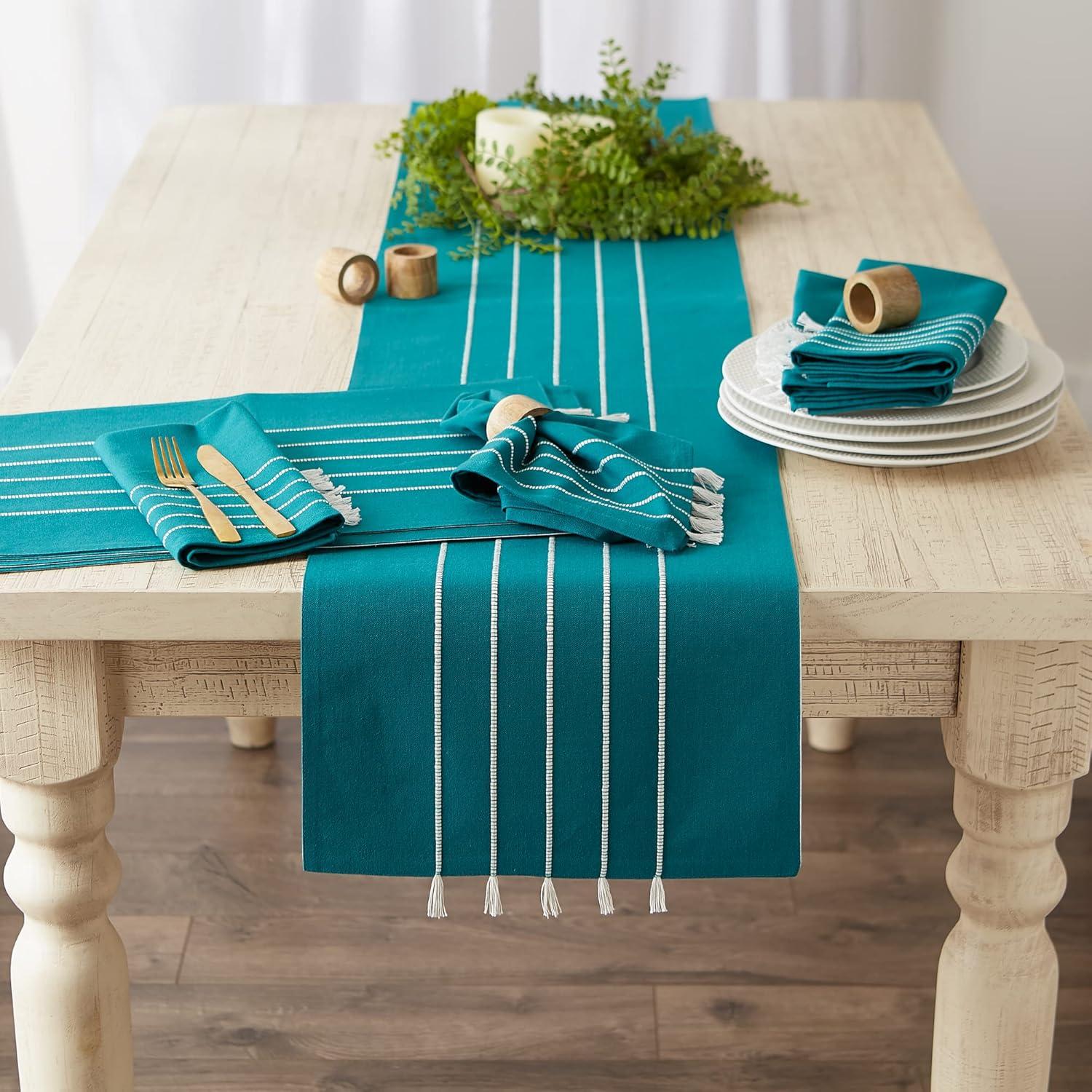 Teal Stripe Tassel Placemat (Set of 4)