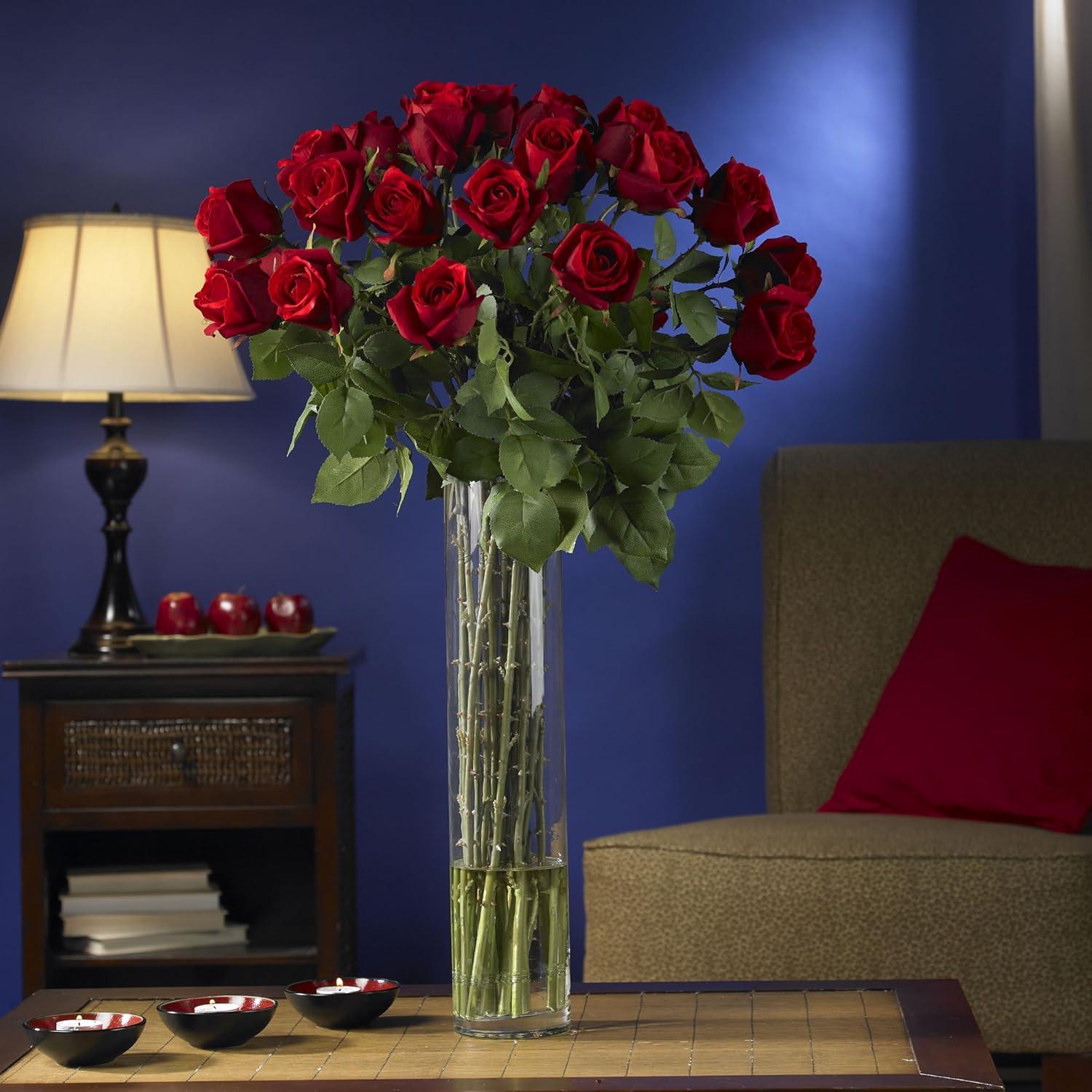 Nearly Natural Rosebud with Cylinder Artificial Flower Arrangement