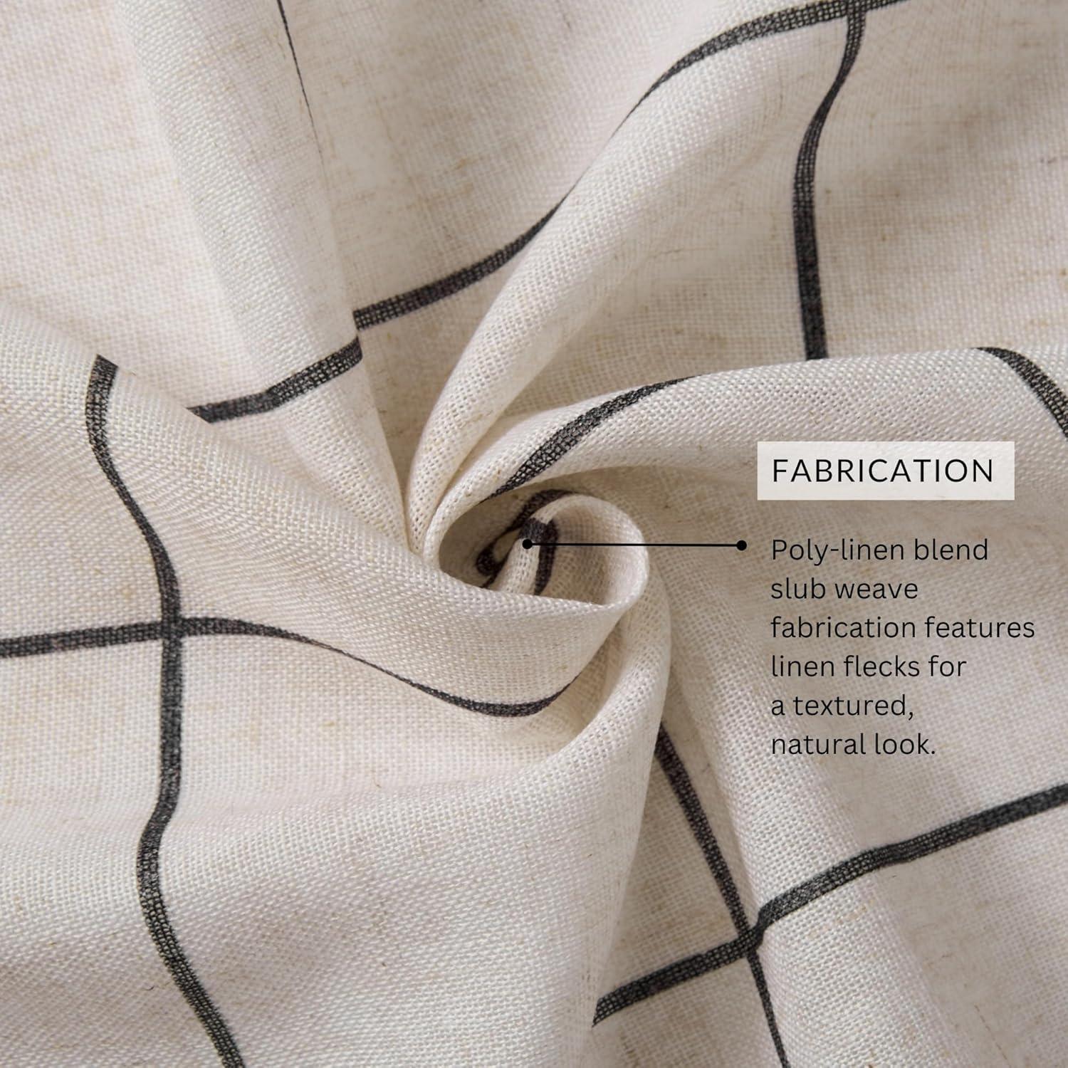 Brighton Windowpane Plaid Lined Room Darkening Single Window Curtain Panel - 52" x 84" - Black - Elrene Home Fashions