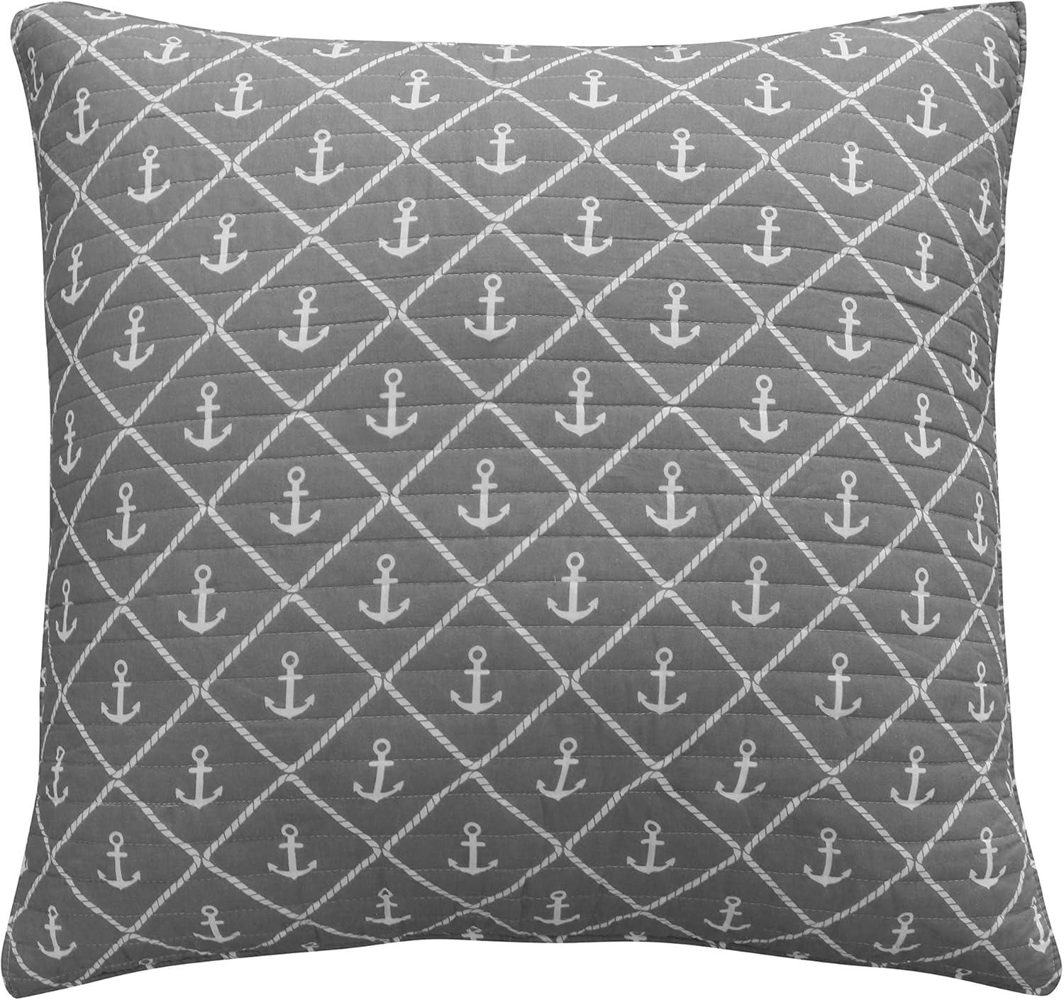 Provincetown Grey and White Cotton Euro Sham