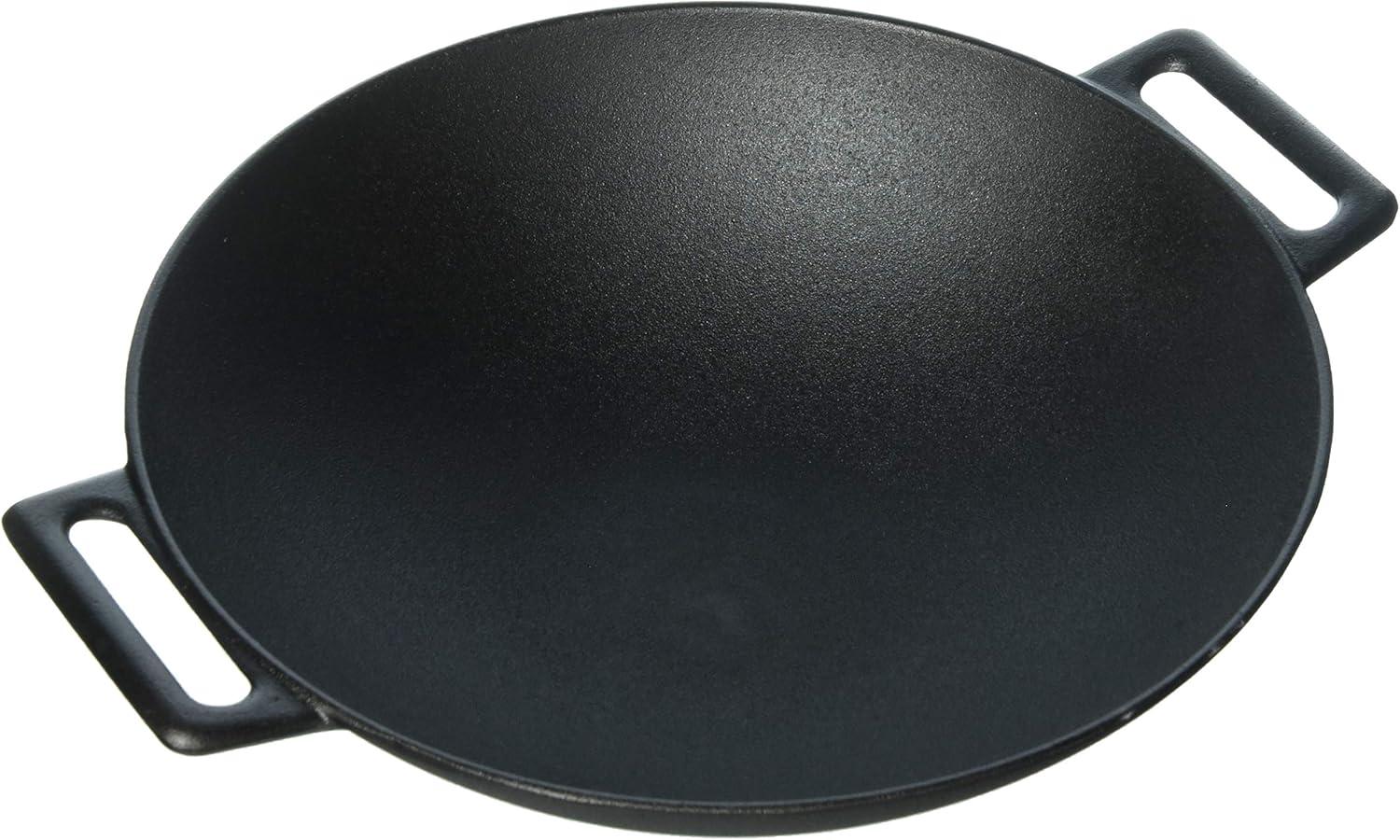 Cast Iron Wok, Jim Beam 12'' Grilling Wok, Pre Seasoned Cast Iron Wok with Handles, Wok Provides Superior Heat Retention and Even Cooking, Cast Iron Wok for Grill and Oven use