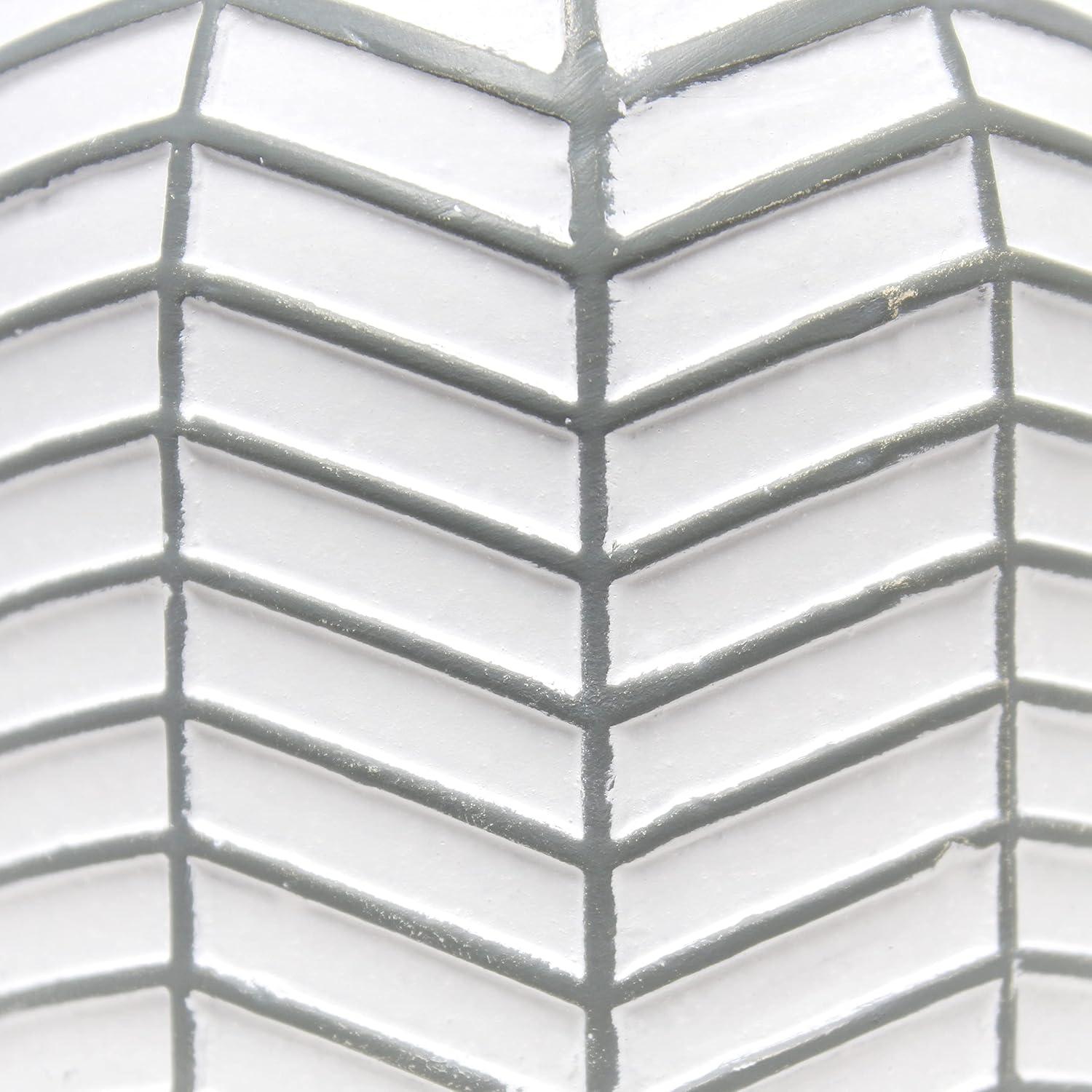 10.43" Petite Contemporary Webbed Waves Base Bedside Lamp with White Drum Shade - Simple Designs: ETL Listed, No Assembly Required