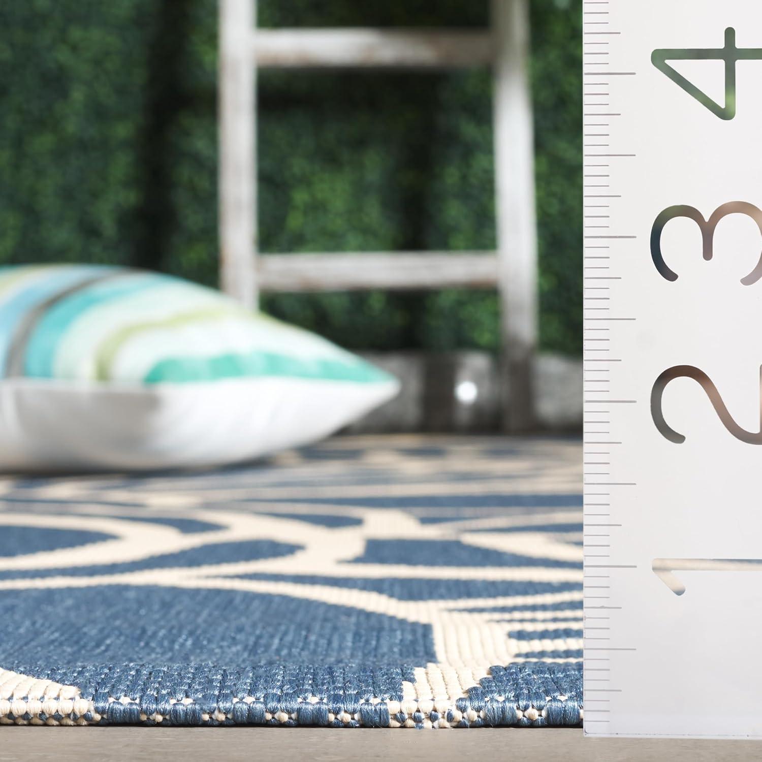 Courtyard CY5141 Power Loomed Indoor/Outdoor Area Rug - Blue/Beige - 8'9"x11'9" - Safavieh.