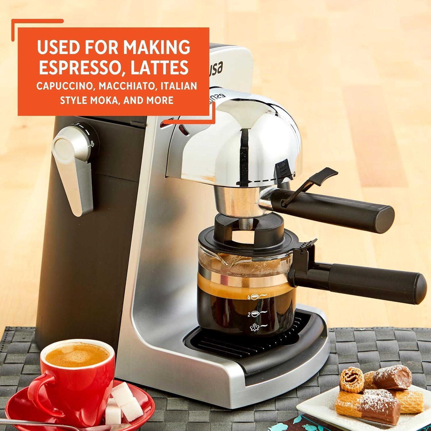 IMUSA GAU-18215 4 Cup Bistro Electric Espresso/Cappuccino Maker with Carafe, Silver