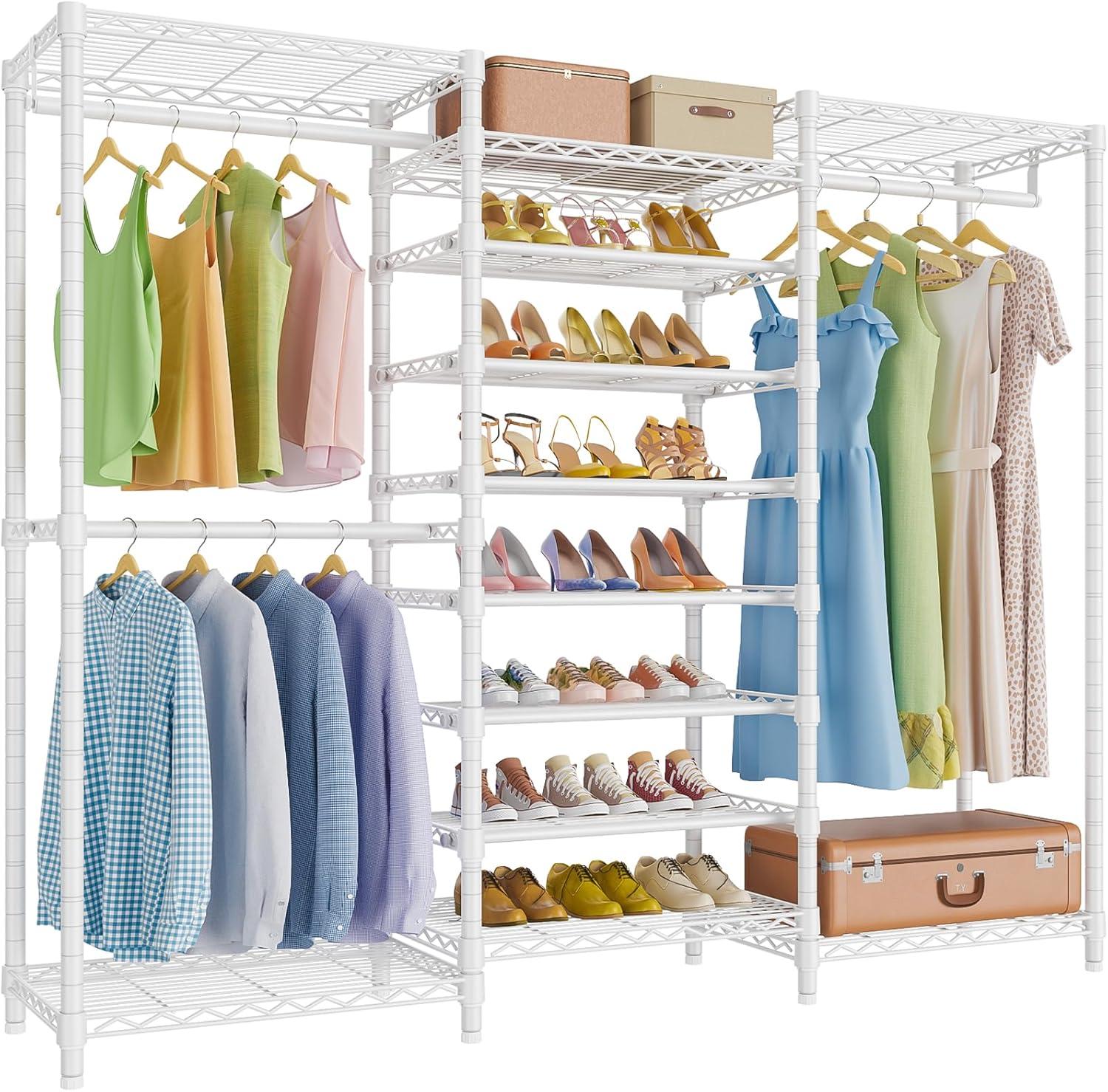 VIPEK S3 Heavy Duty Garment Rack Free Standing Clothes Rack Closet Storage Organizer Large Wardrobe with 6-Tier Shoe Rack