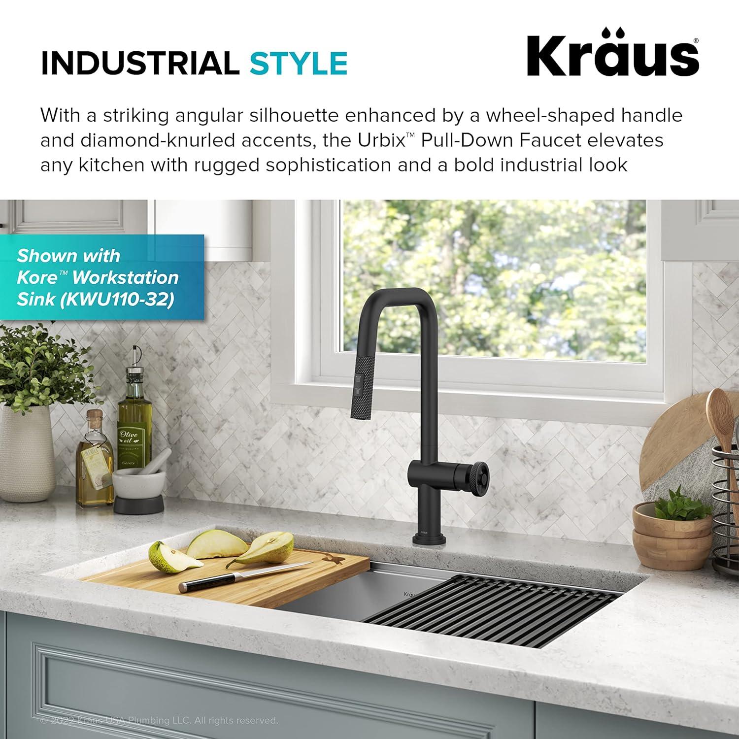Urbix Industrial Pull-Down Single Handle Kitchen Faucet