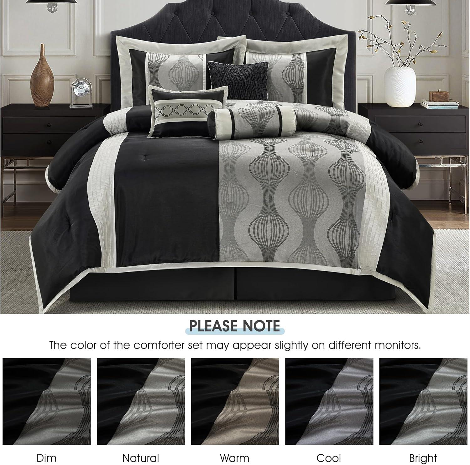 Nanshing 7pc California King Kath Comforter Set Silver